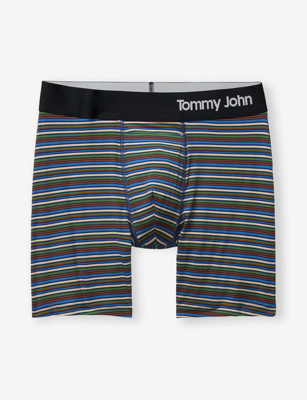 Cool Cotton Mid-Length Boxer Brief 6"::Estate Blue Tabloid Stripe