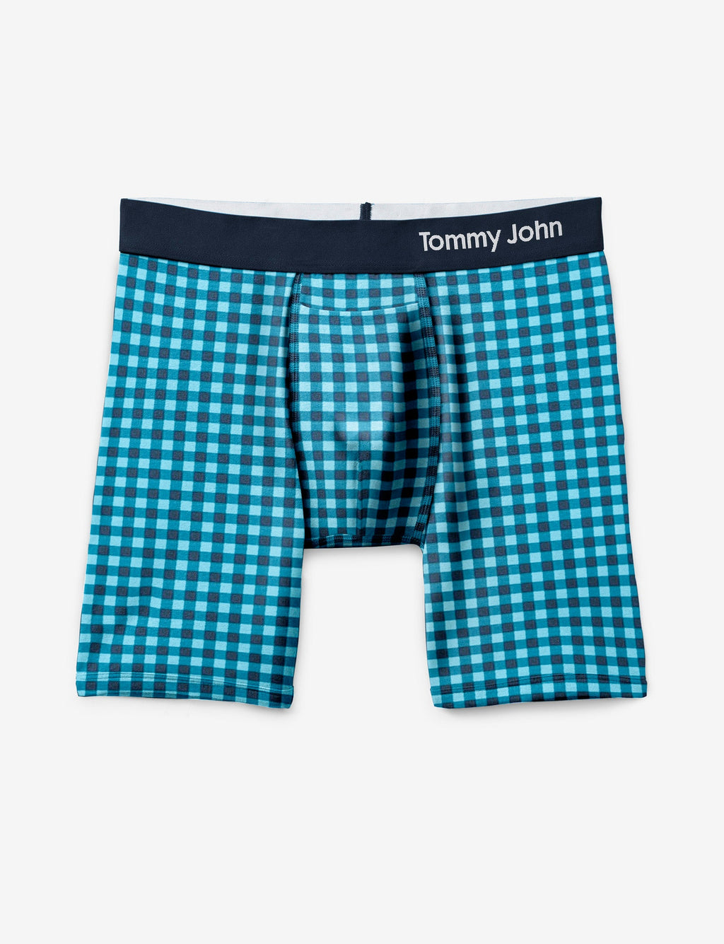Cool Cotton Mid-Length Boxer Brief 6"::Blue Atoll Harvest Gingham