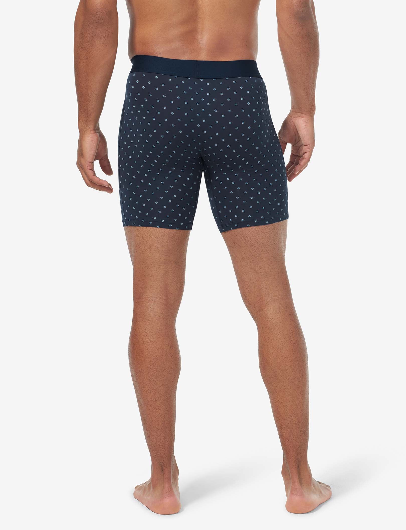 Cool Cotton Mid-Length Boxer Brief 6"::Dress Blues Sky Bud