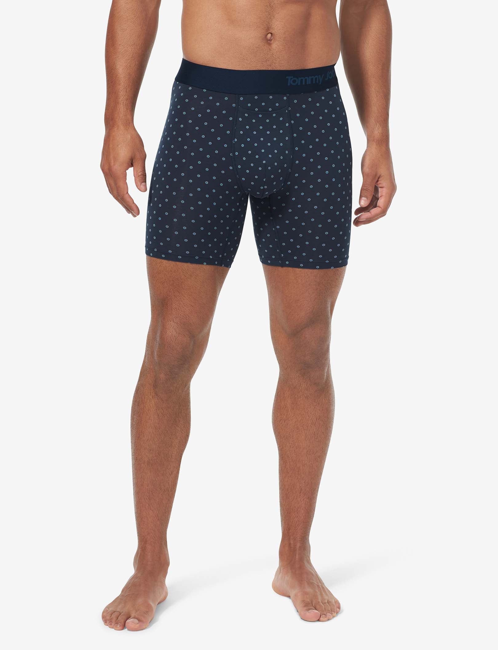 Cool Cotton Mid-Length Boxer Brief 6"::Dress Blues Sky Bud
