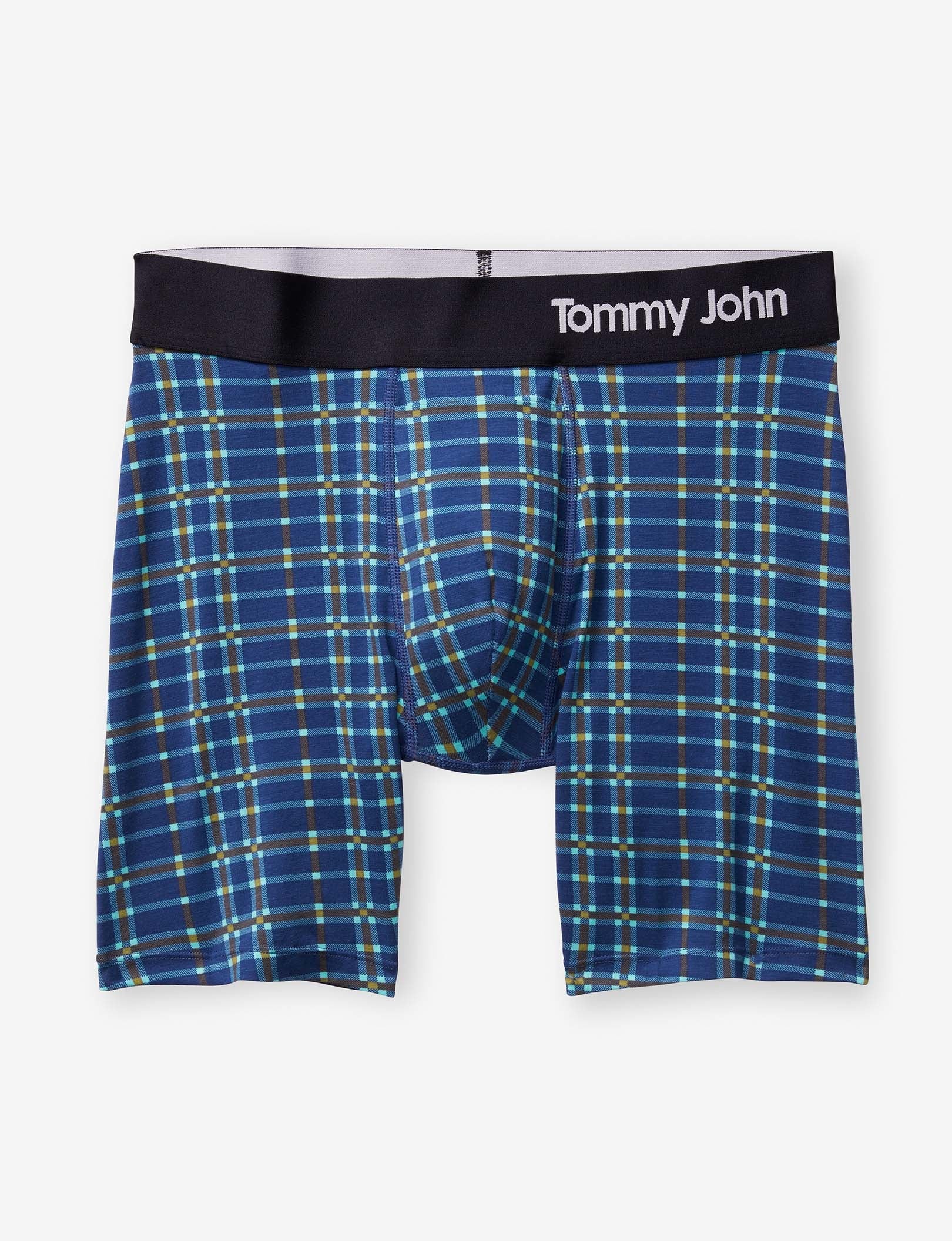Cool Cotton Mid-Length Boxer Brief 6"::Estate Blue Garden Plaid