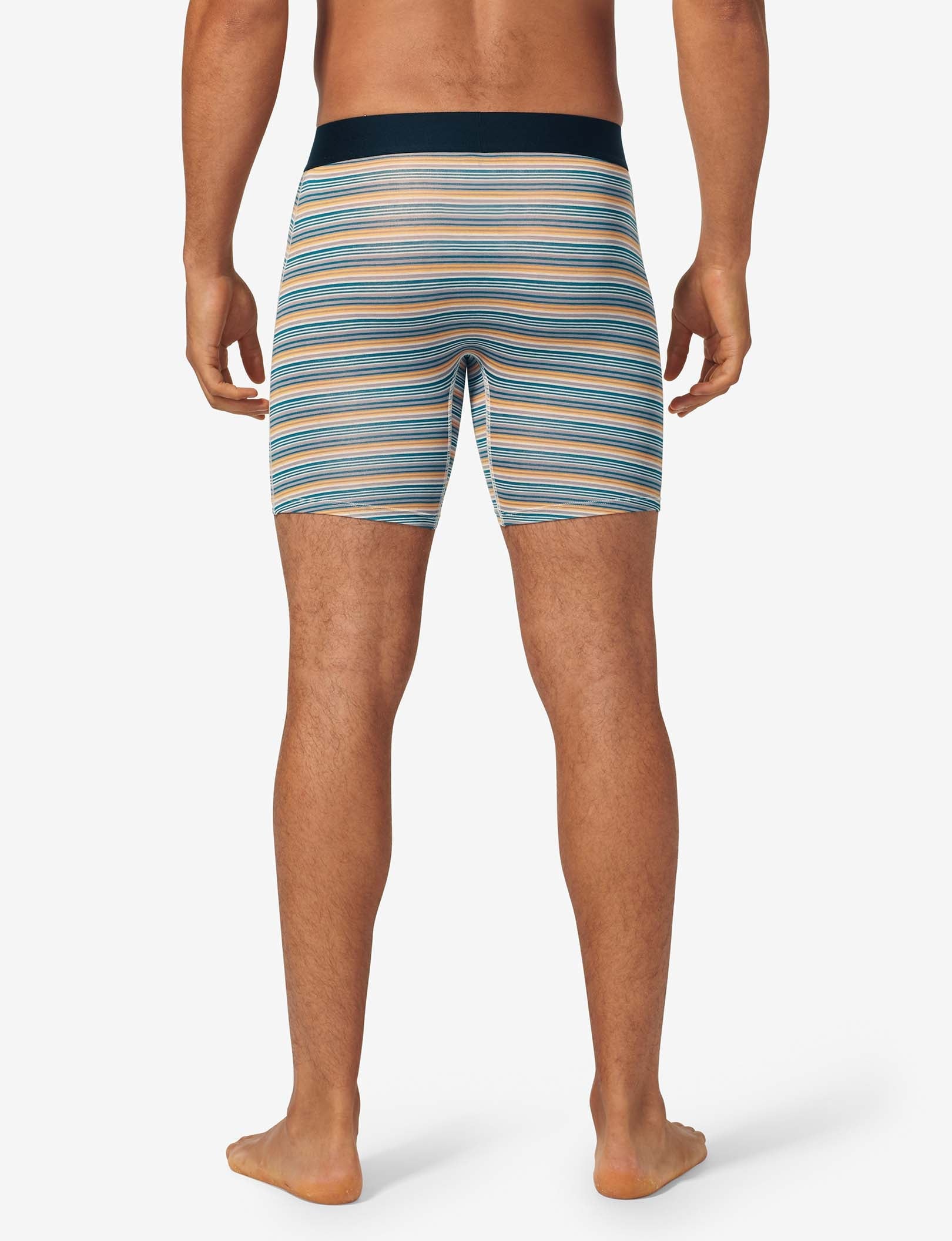 Cool Cotton Mid-Length Boxer Brief 6"::Iron Tabloid Stripe