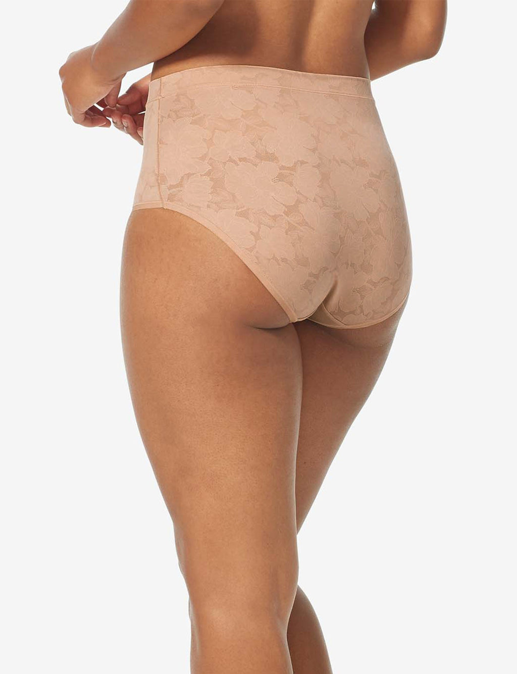 Women’s Second Skin Comfort Lace High Rise Brief::Maple Sugar Lace