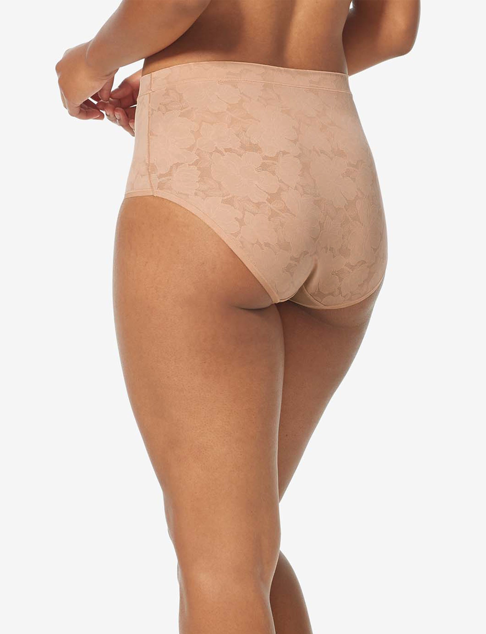 Women’s Second Skin Comfort Lace High Rise Brief::Maple Sugar Lace