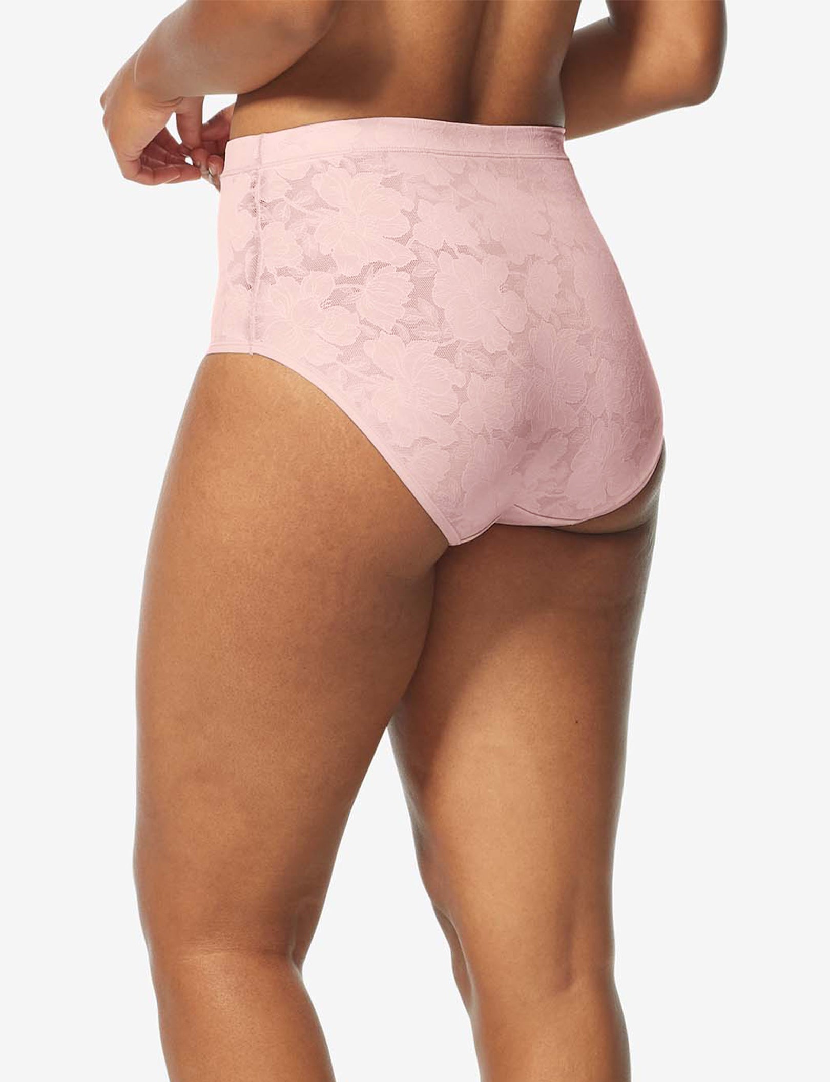 Women’s Second Skin Comfort Lace High Rise Brief::Peachskin Lace
