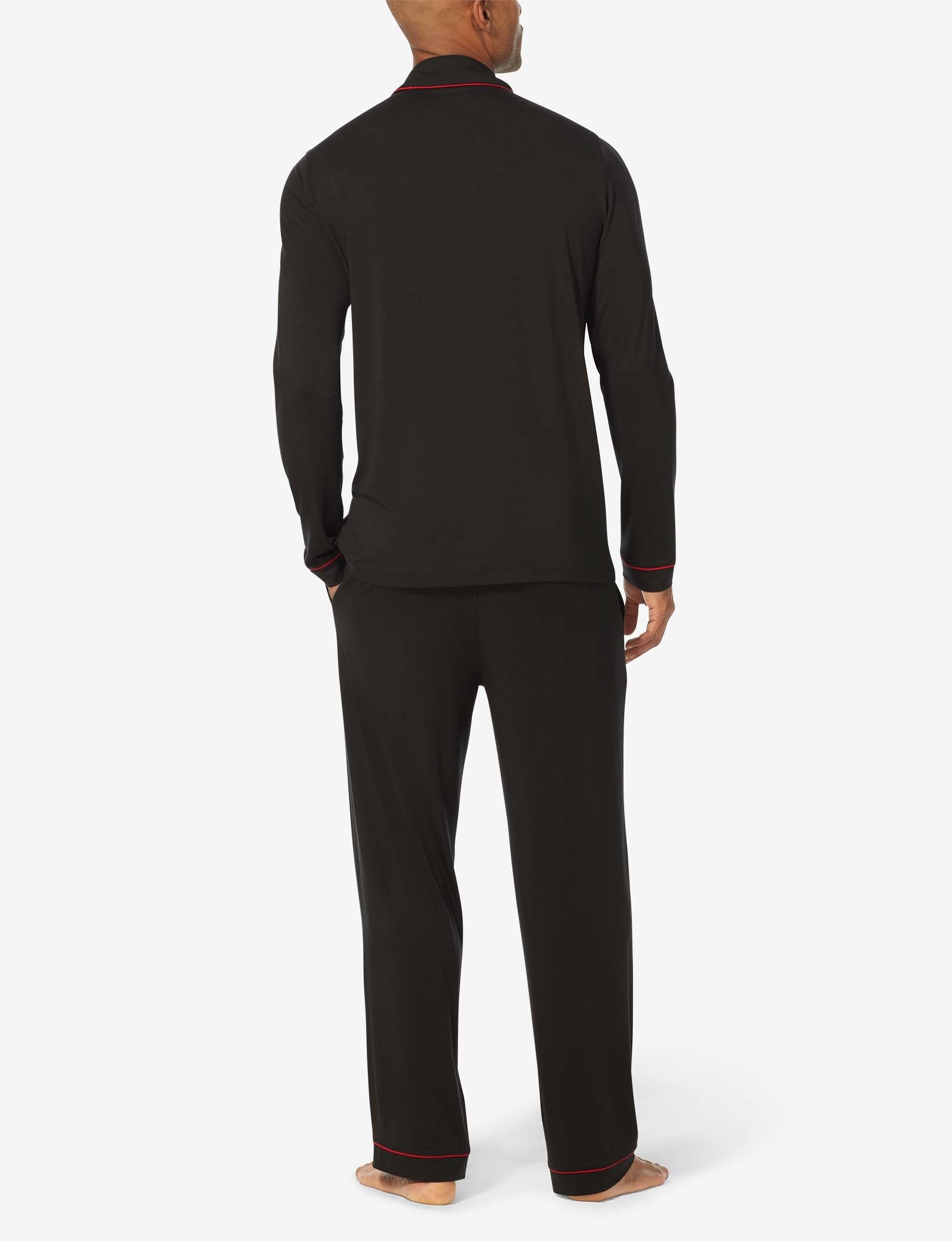 Men's Long Sleeve Button Down Pajama Top::Black