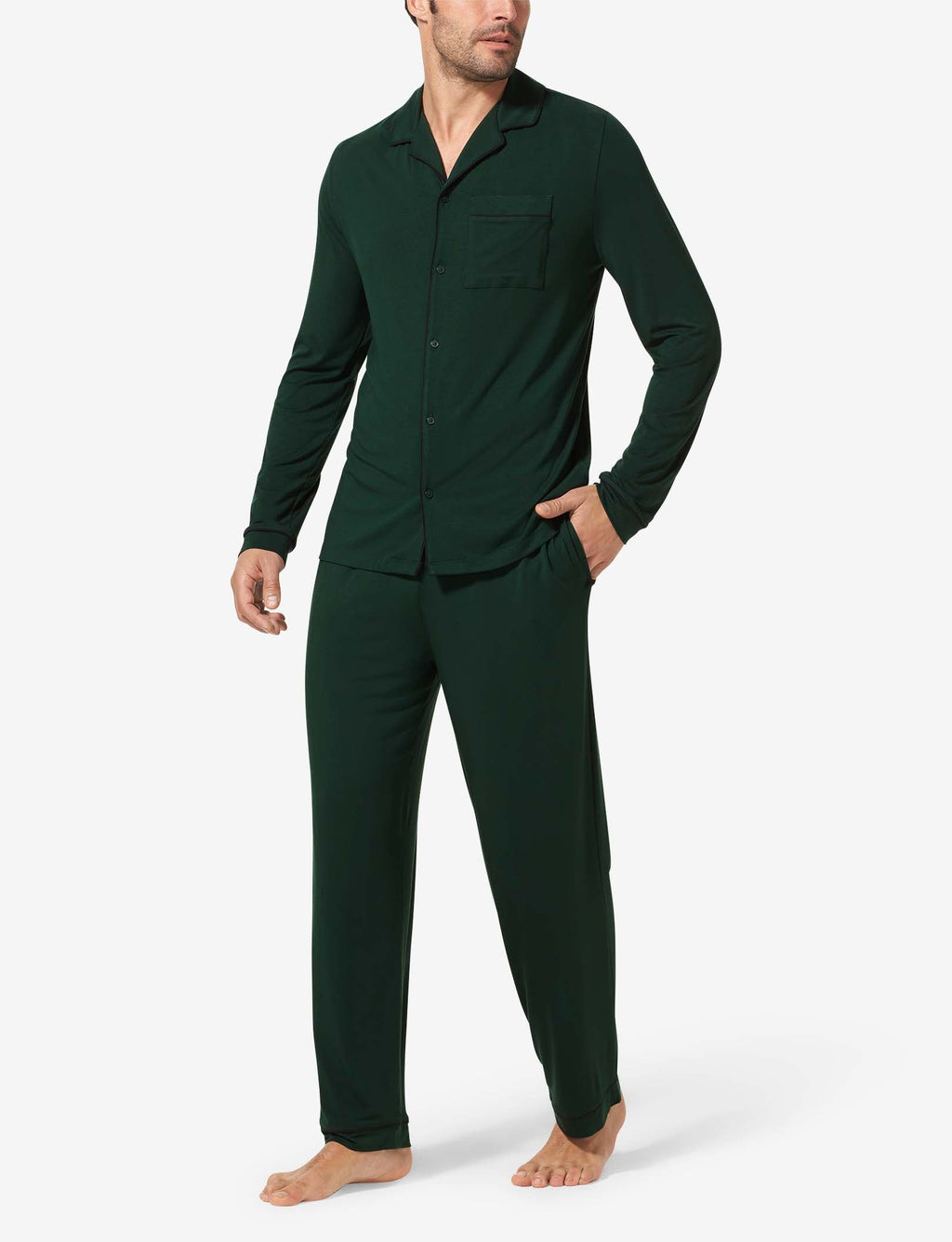 Men's Long Sleeve Button Down Pajama Top::Pine Grove