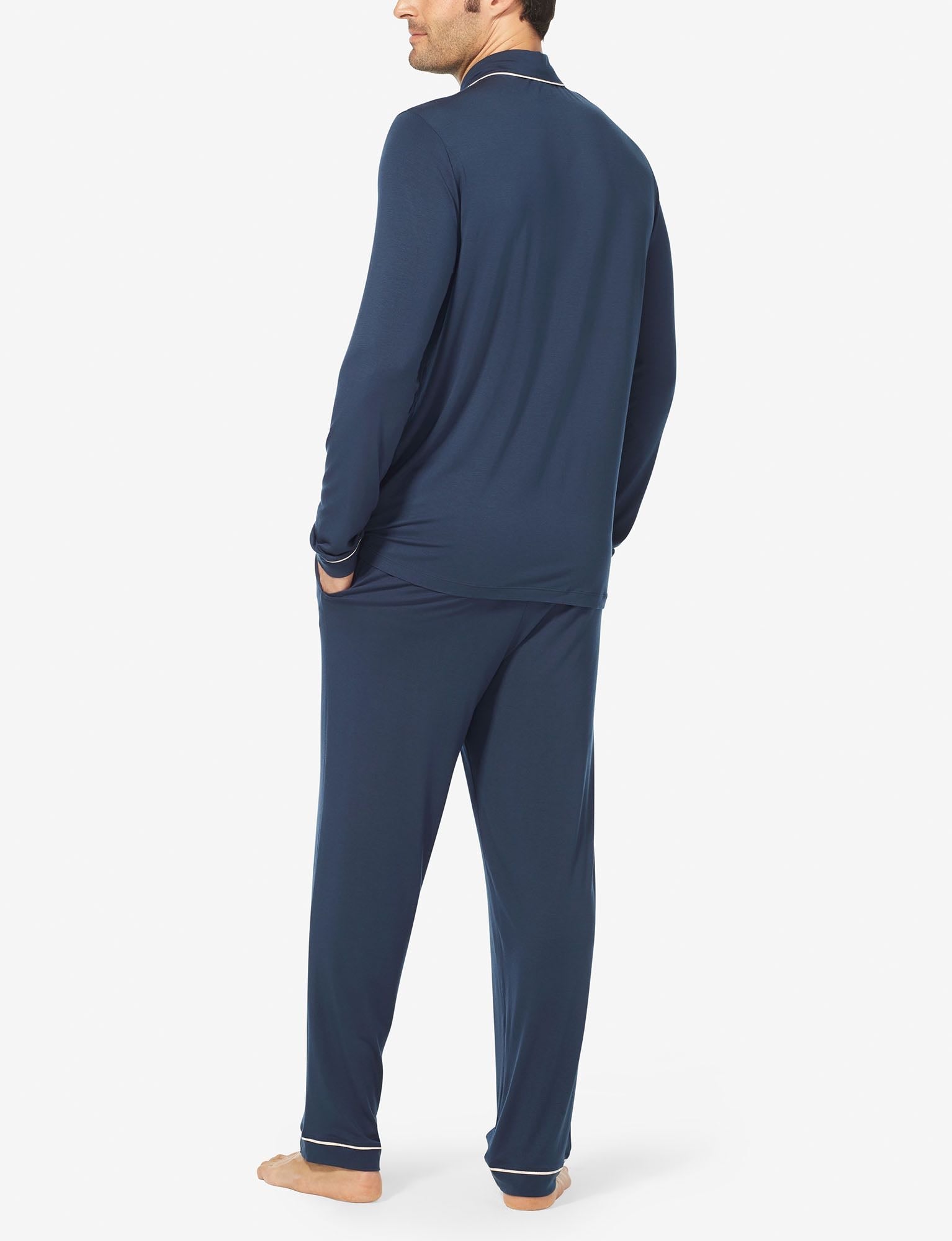 Men's Long Sleeve Button Down Pajama Top::Dress Blues