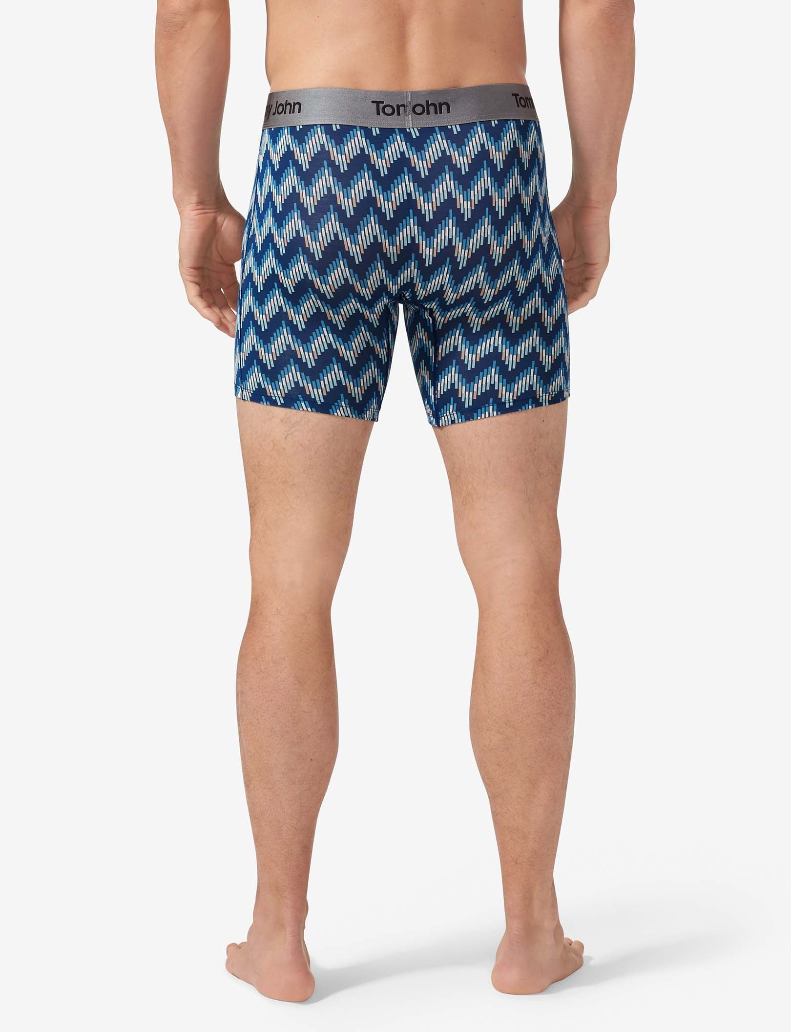 Second Skin Hammock Pouch Mid-Length Boxer Brief 6"::Blue Snake Zig Zag