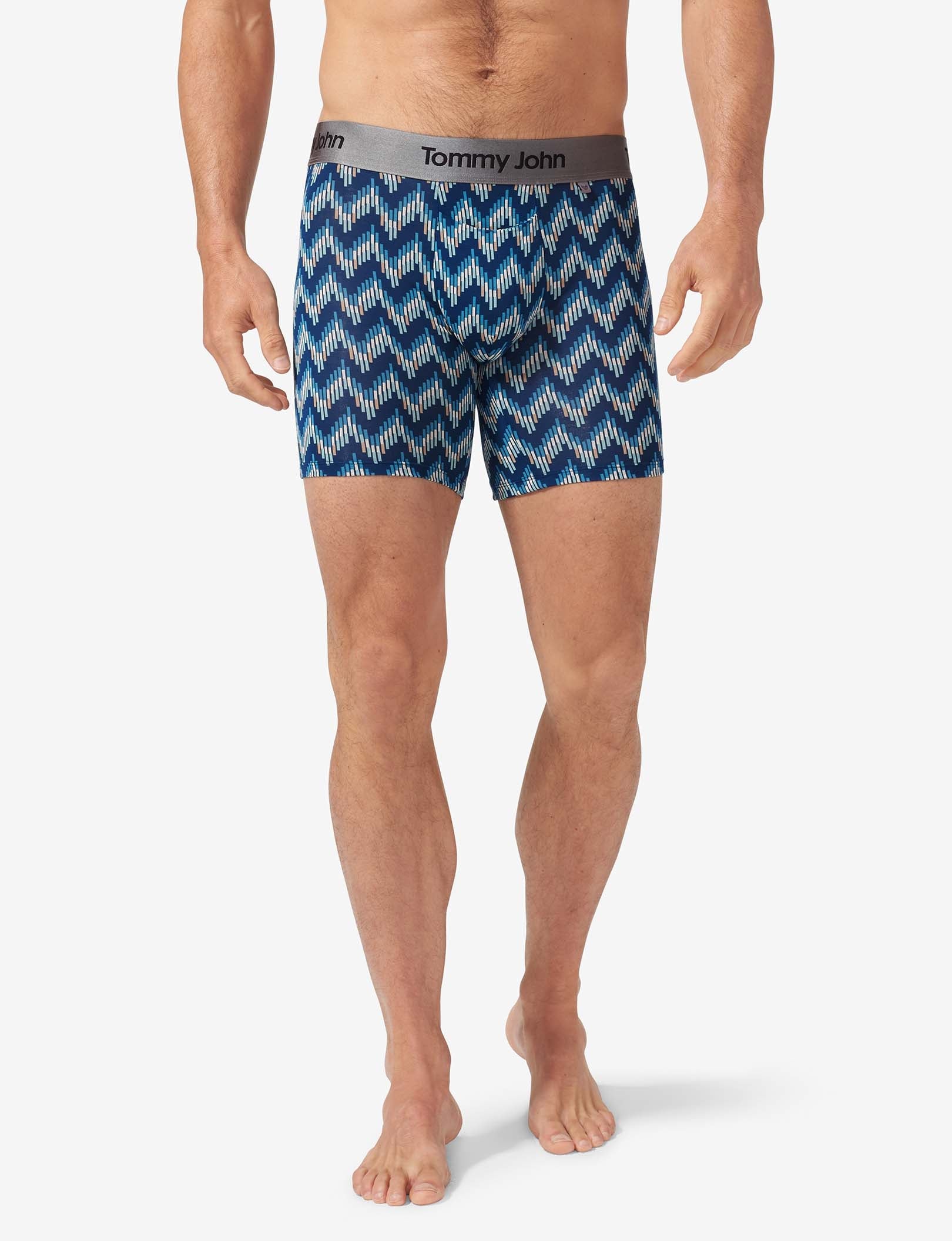 Second Skin Hammock Pouch Mid-Length Boxer Brief 6"::Blue Snake Zig Zag