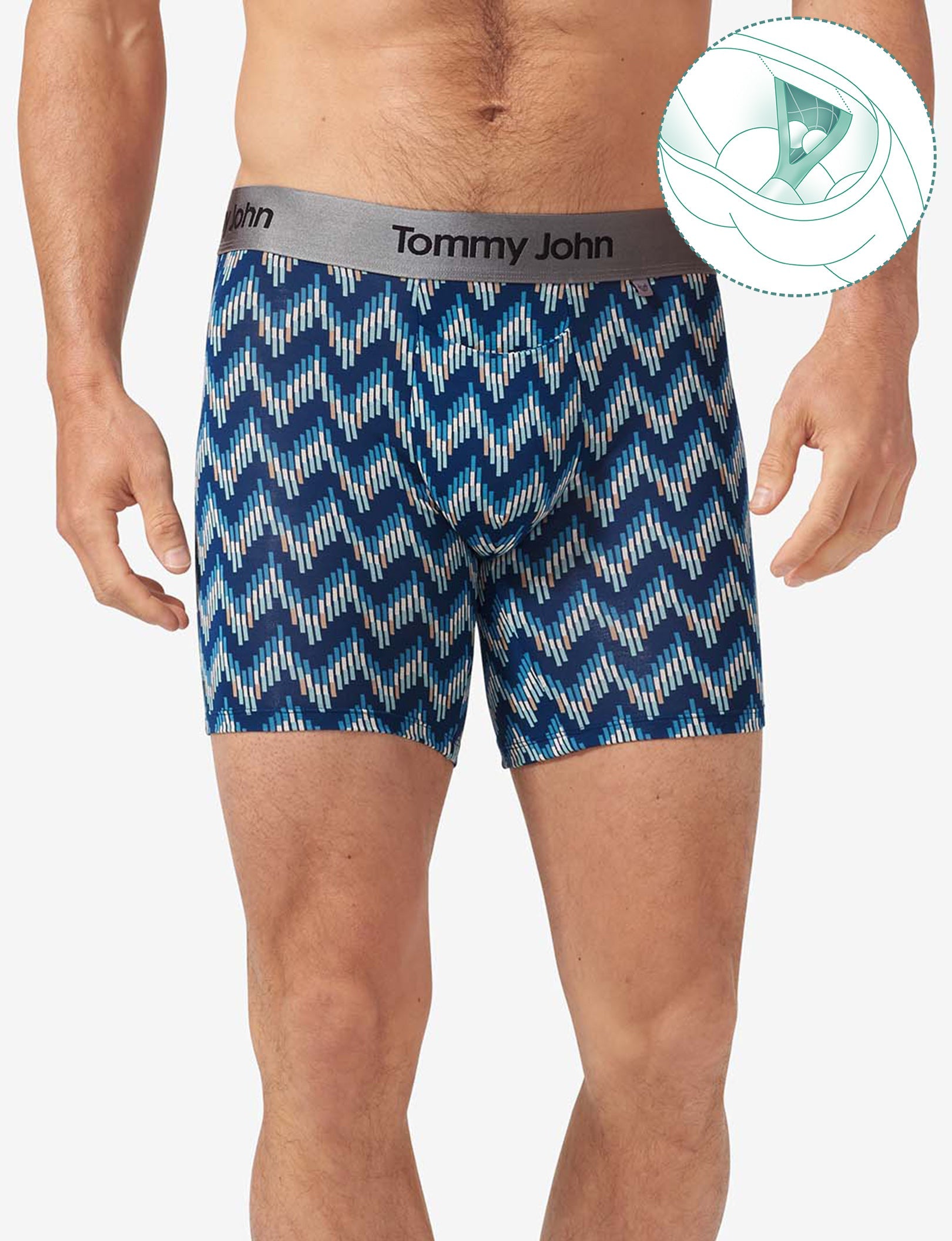 Second Skin Hammock Pouch Mid-Length Boxer Brief 6"::Blue Snake Zig Zag