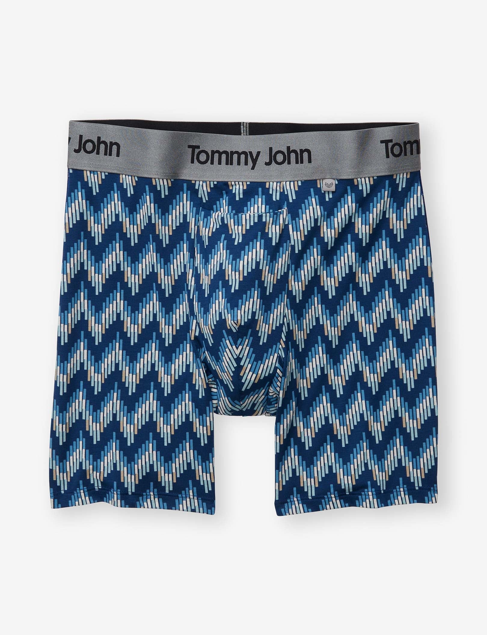 Second Skin Hammock Pouch Mid-Length Boxer Brief 6"::Blue Snake Zig Zag