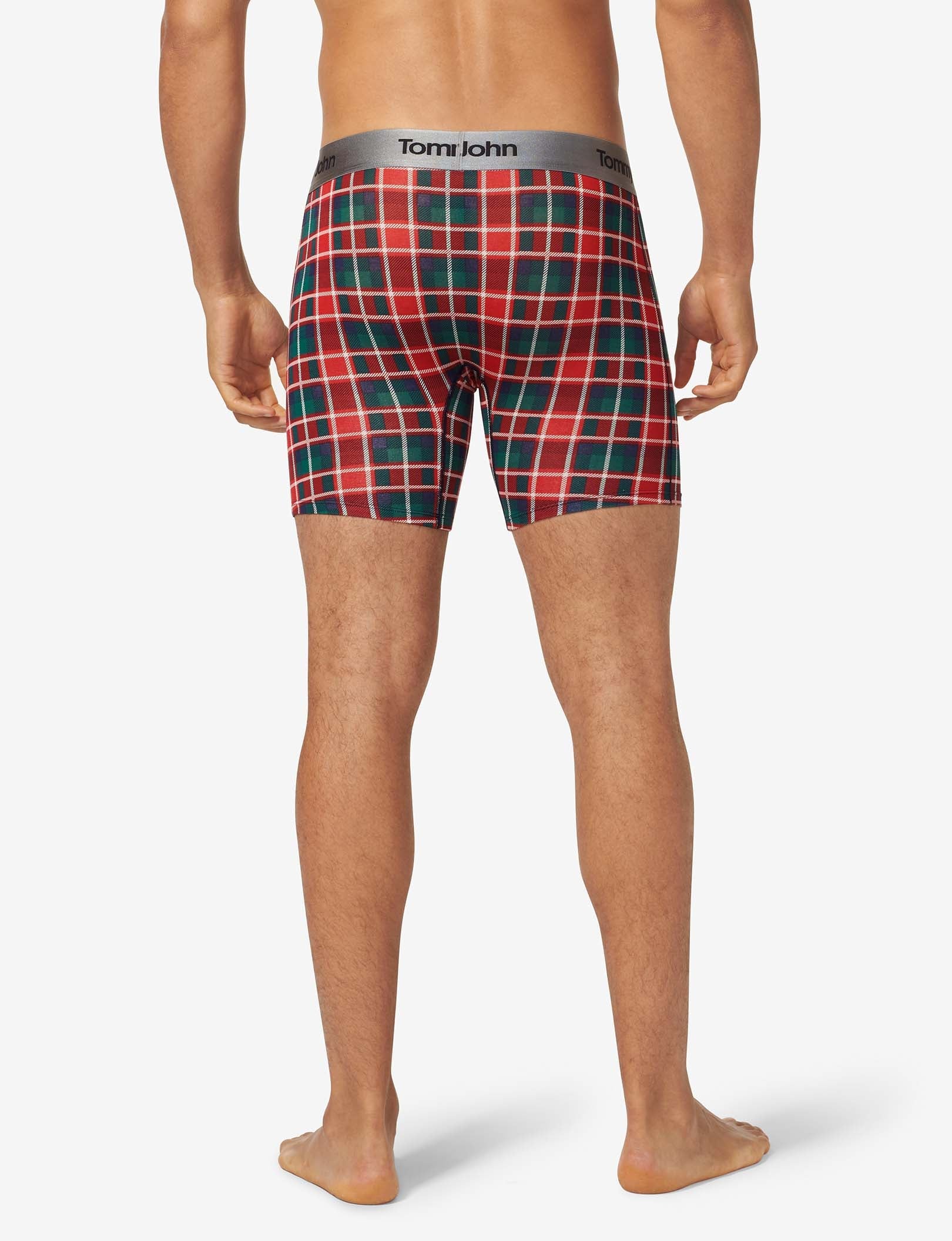 Second Skin Hammock Pouch™ Mid-Length Boxer Brief 6"::Haute Red Plaid