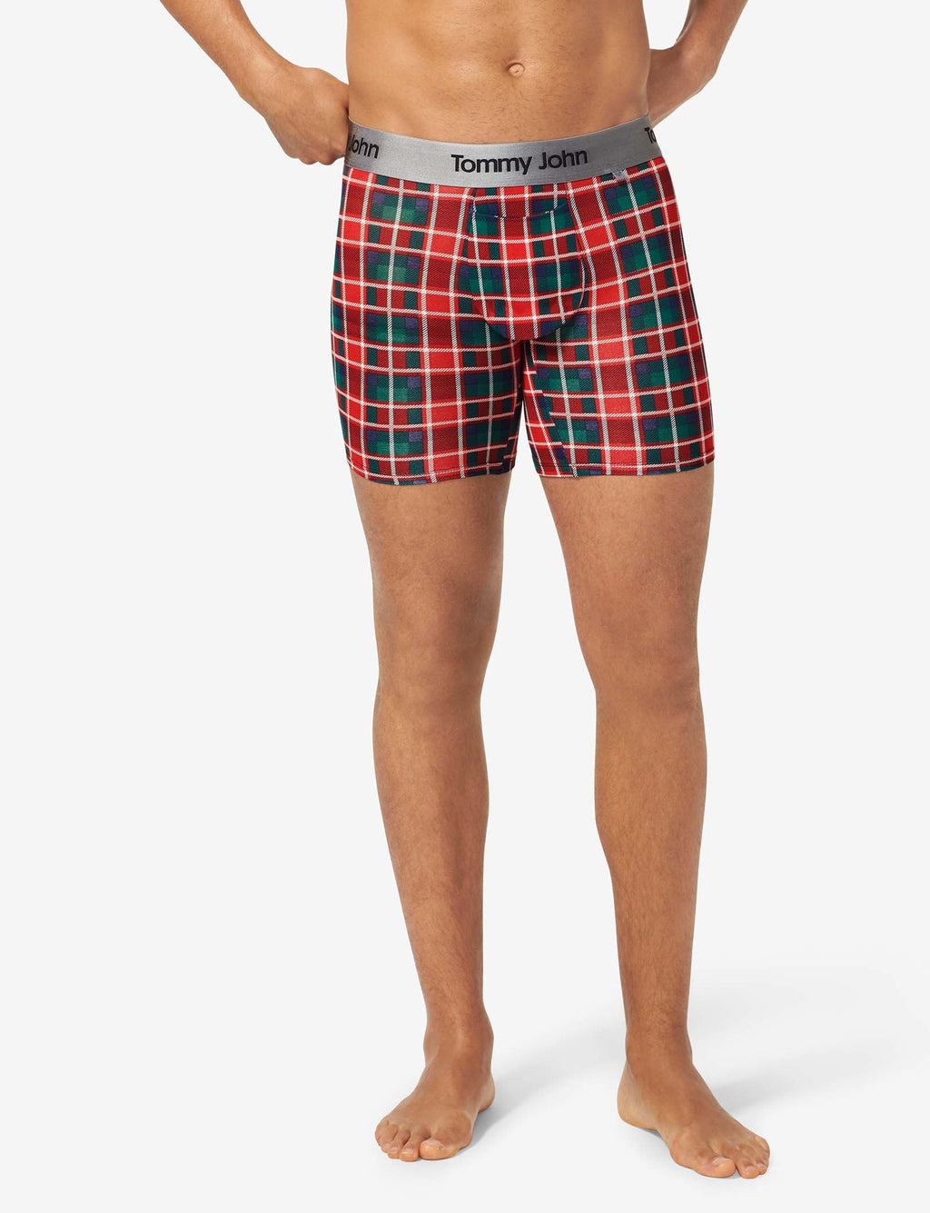 Second Skin Hammock Pouch™ Mid-Length Boxer Brief 6"::Haute Red Plaid