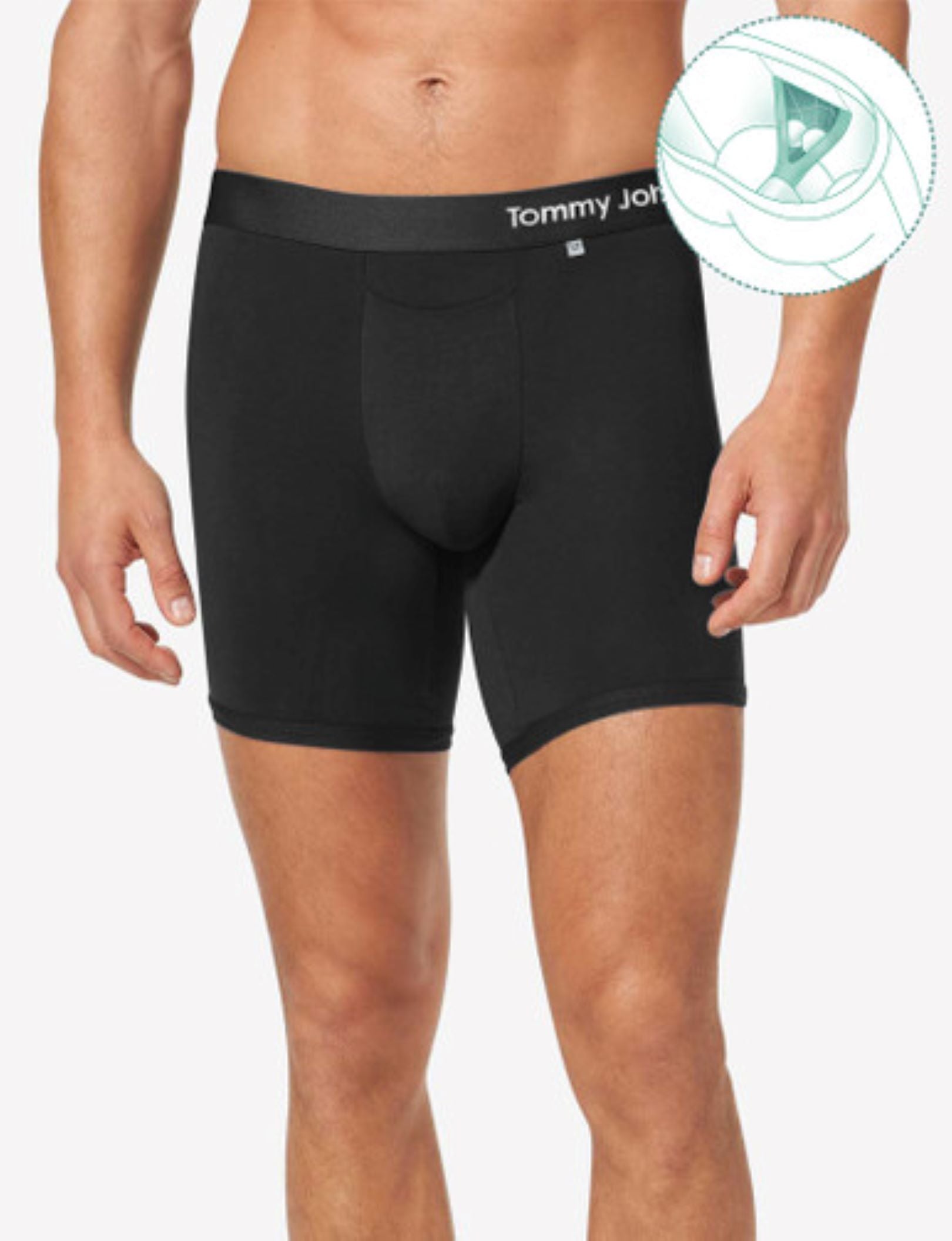 Cool Cotton Hammock Pouch™ Mid-Length Boxer Brief 6"::Black