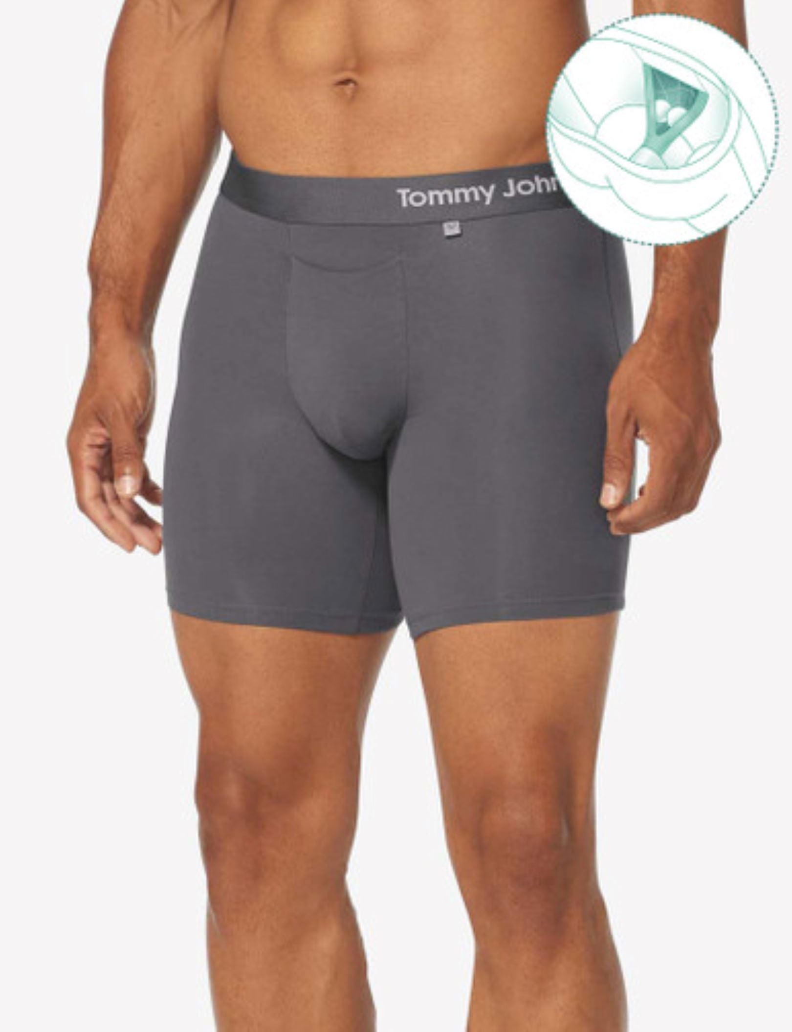 Cool Cotton Hammock Pouch™ Mid-Length Boxer Brief 6"::Iron Grey
