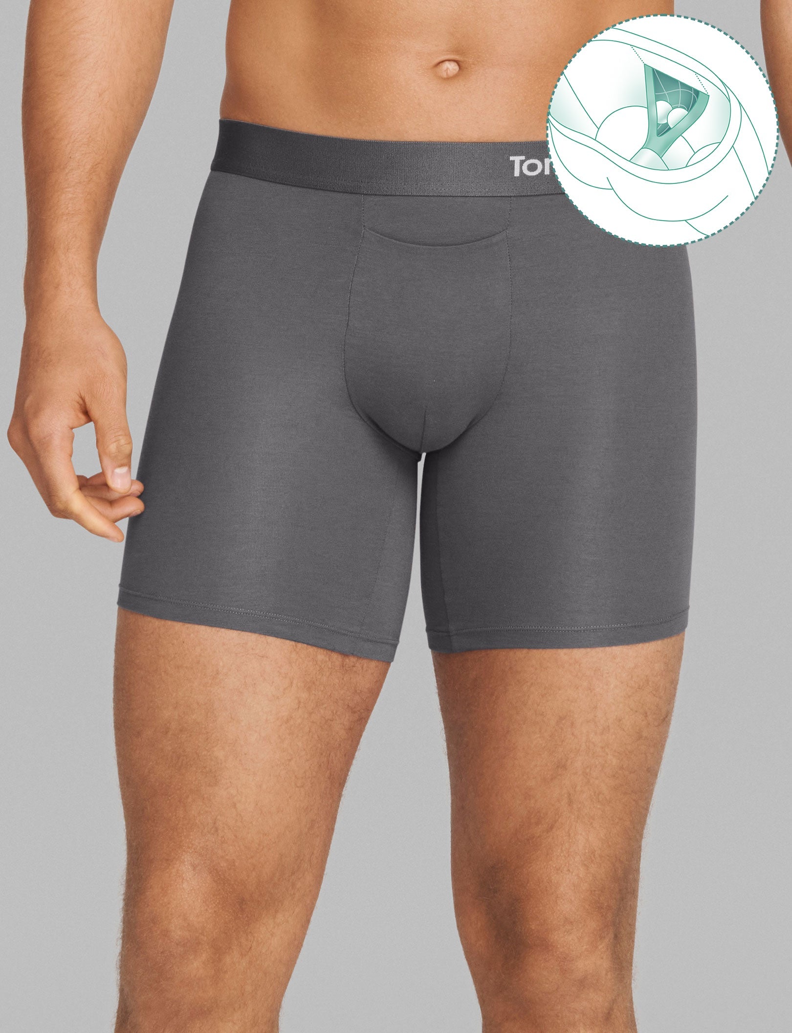 Cool Cotton Hammock Pouch™ Mid-Length Boxer Brief 6"::Iron Grey