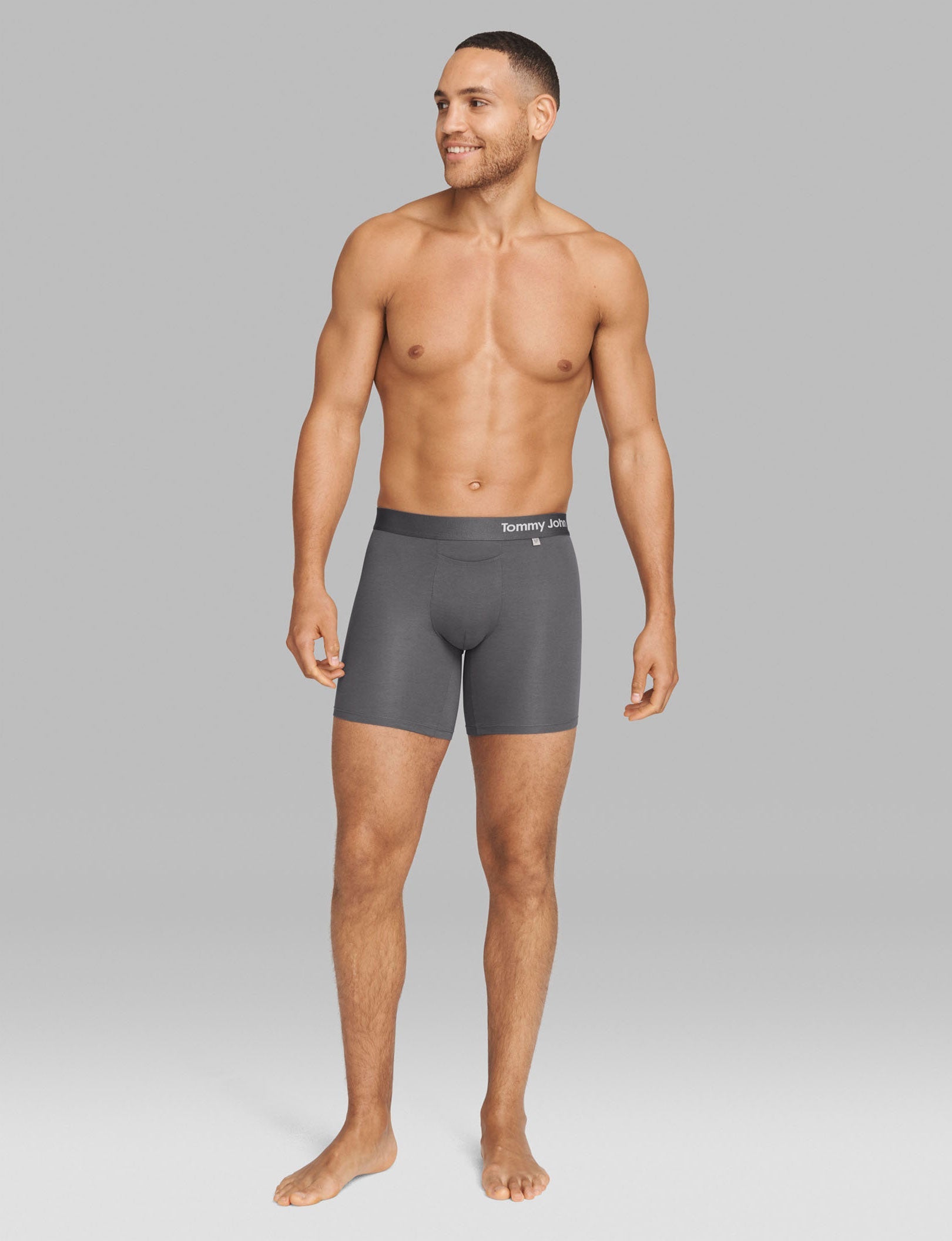 Cool Cotton Hammock Pouch™ Mid-Length Boxer Brief 6"::Iron Grey