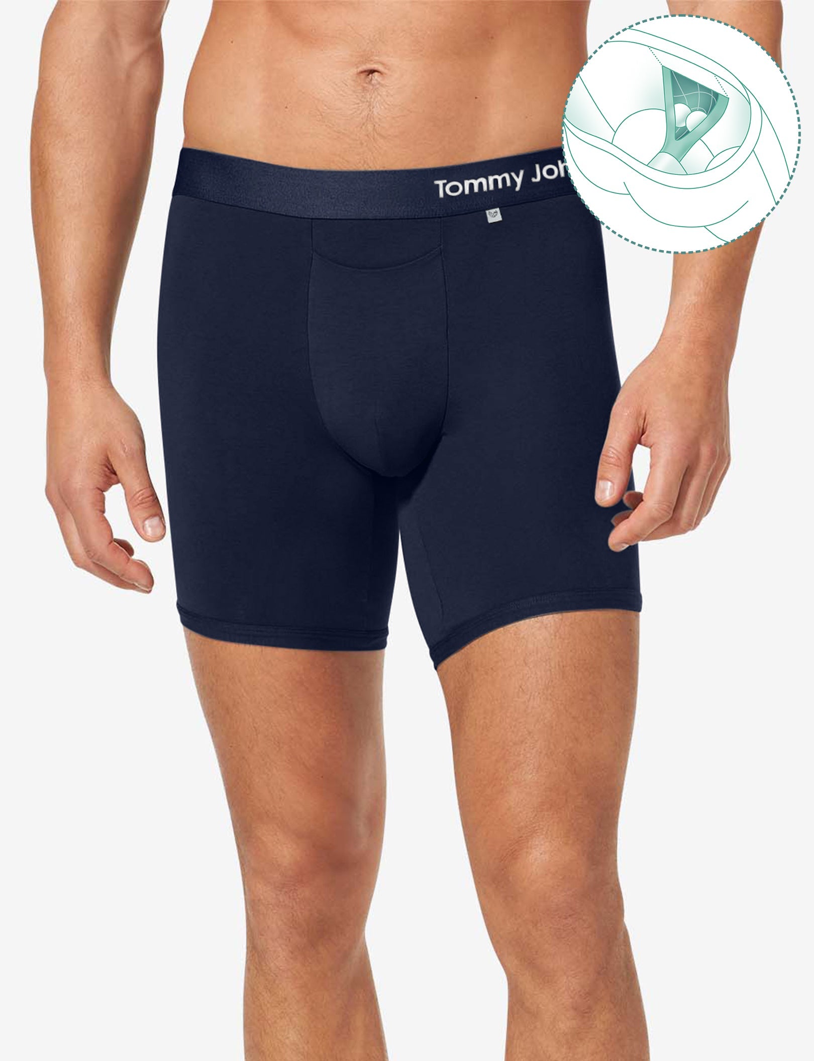 Cool Cotton Hammock Pouch™ Mid-Length Boxer Brief 6"::Navy