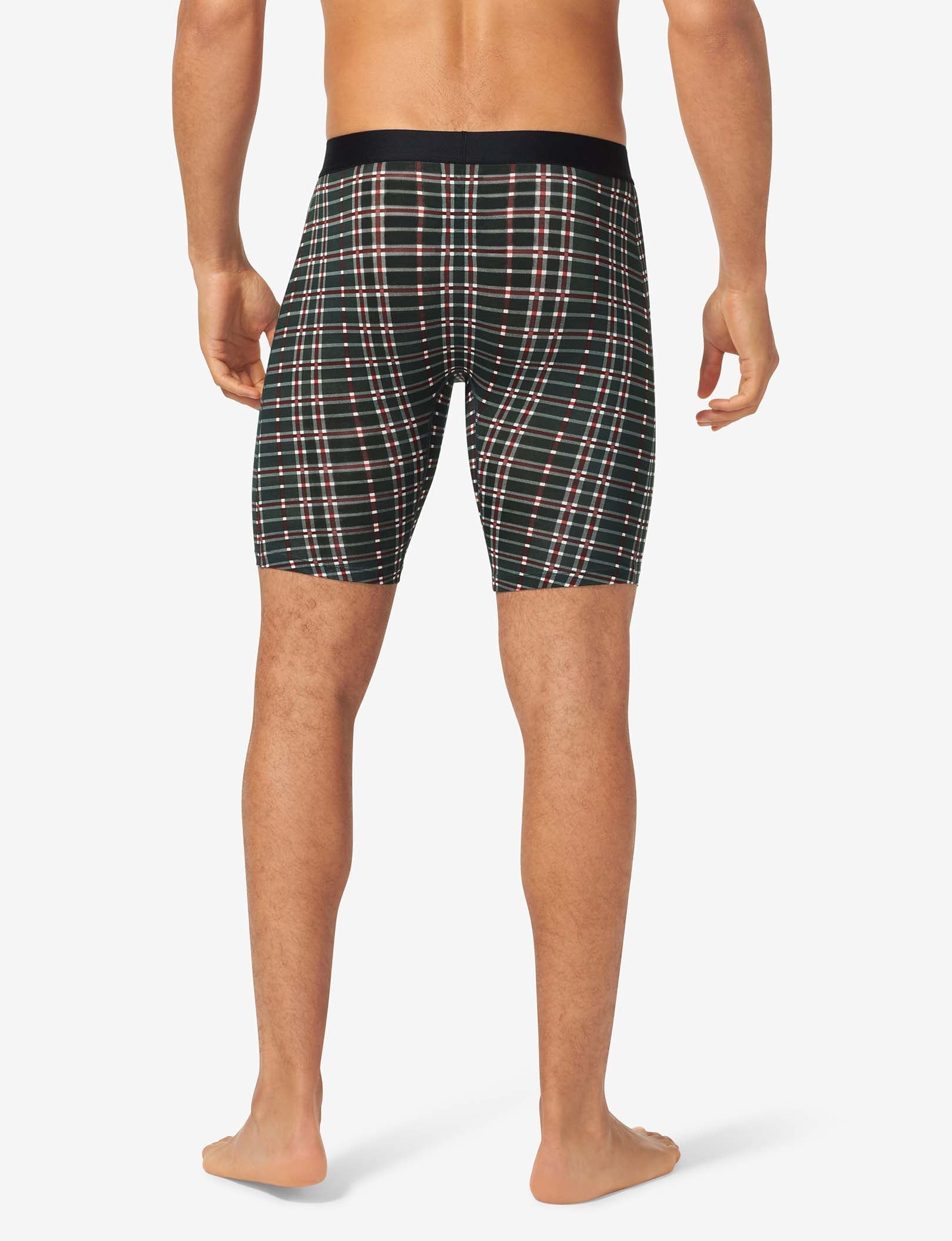 Cool Cotton Boxer Brief 8"::Green Garden Plaid