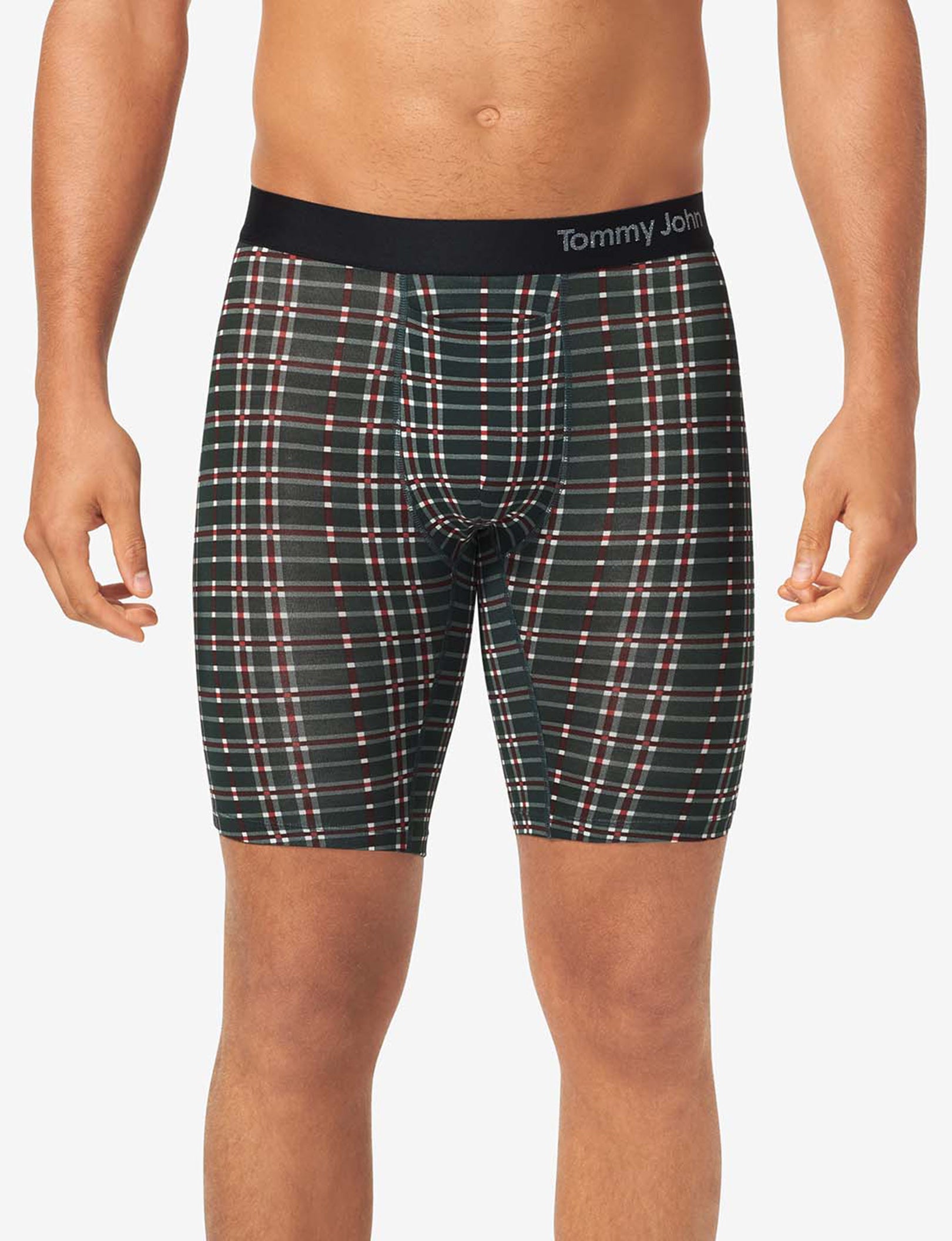 Cool Cotton Boxer Brief 8"::Green Garden Plaid