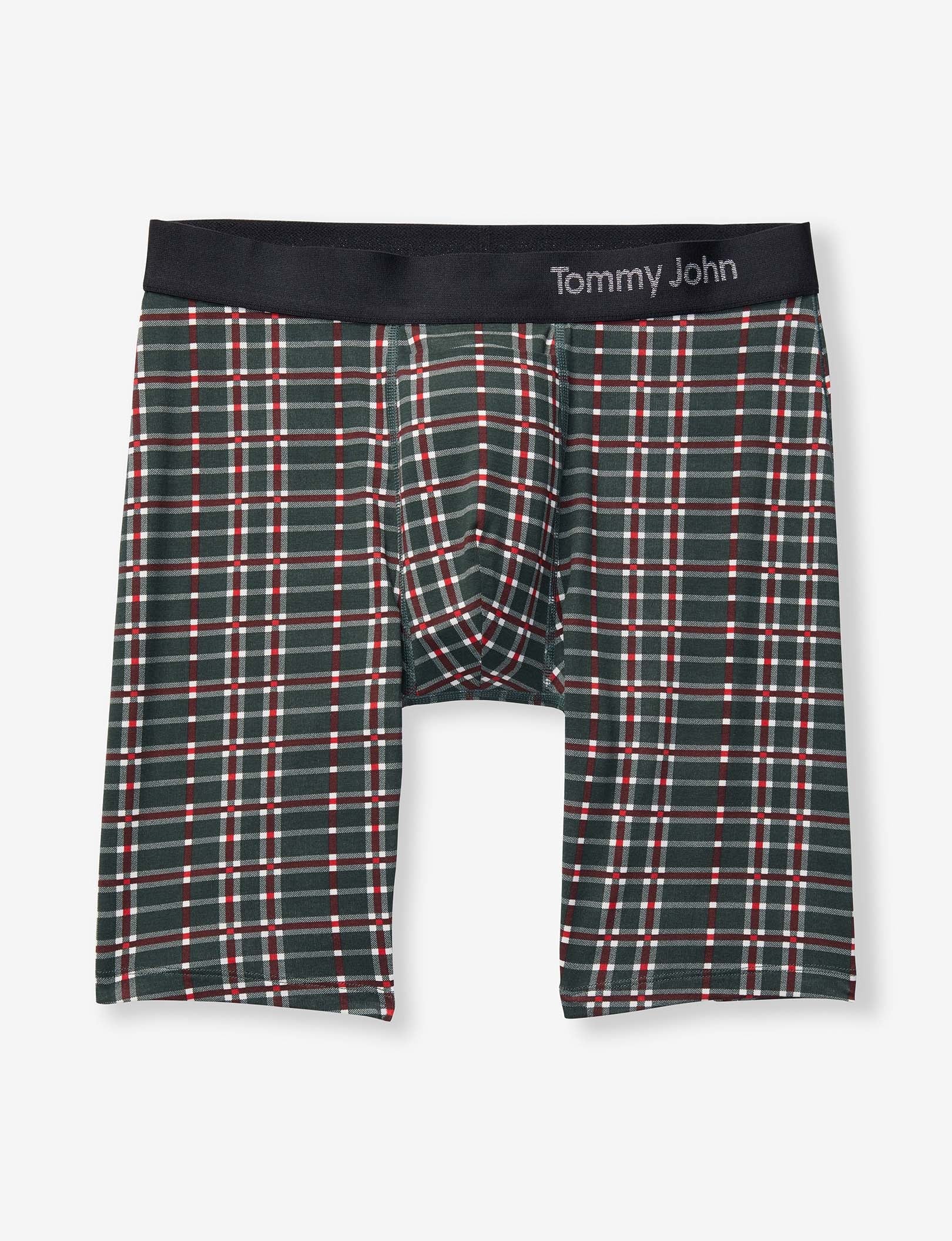 Cool Cotton Boxer Brief 8"::Green Garden Plaid
