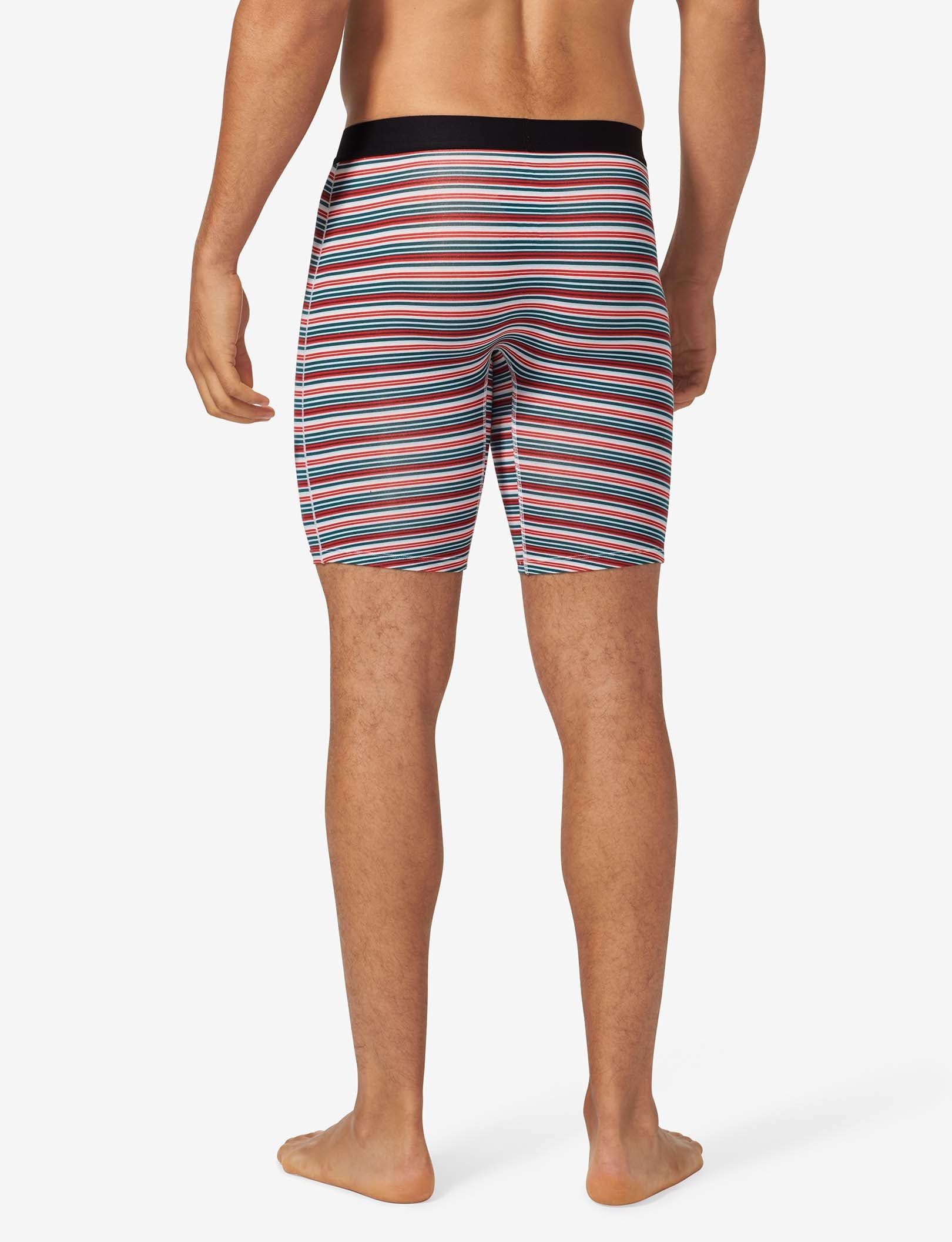 Cool Cotton Boxer Brief 8"::Ice Blue Tabloid Stripe