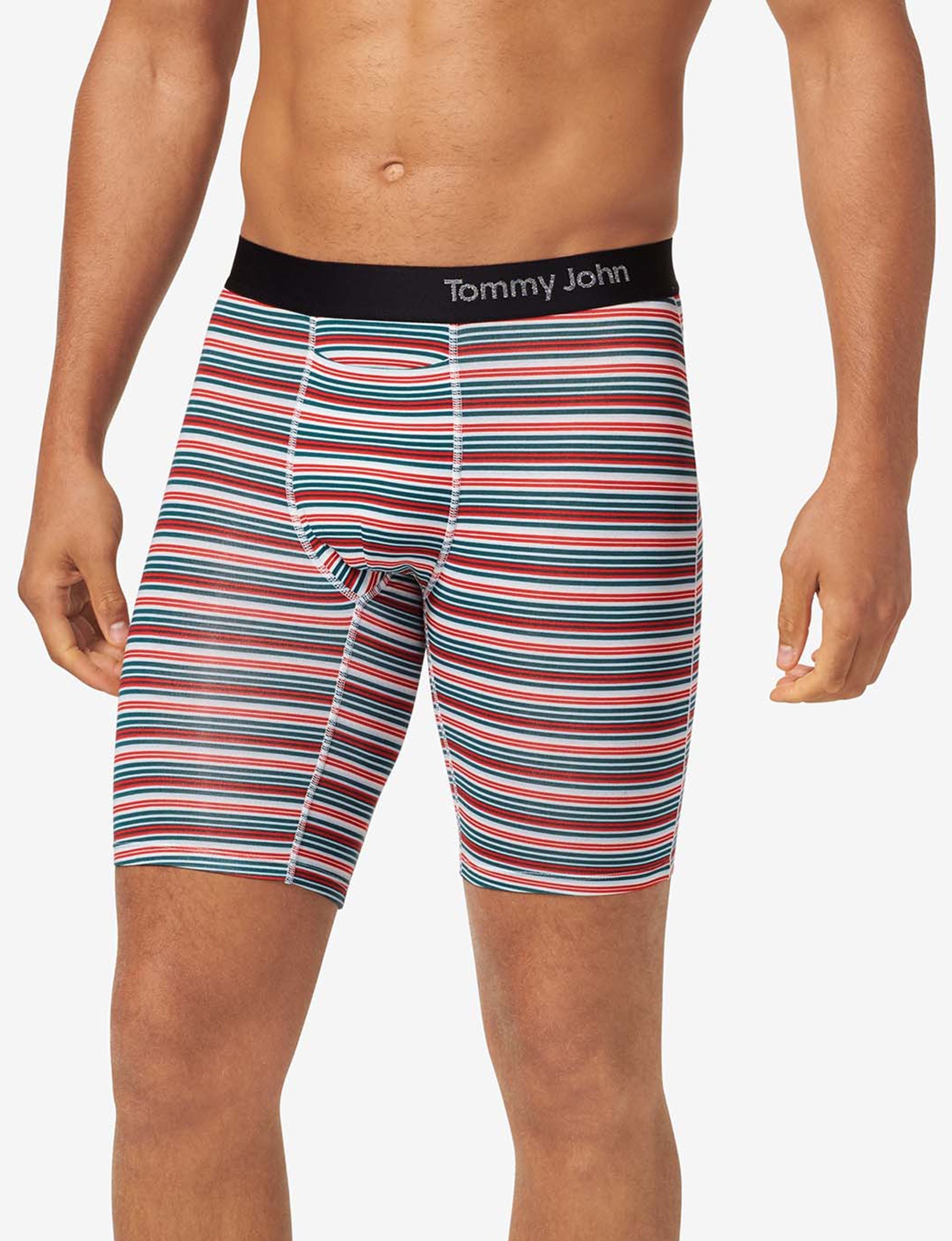 Cool Cotton Boxer Brief 8"::Ice Blue Tabloid Stripe