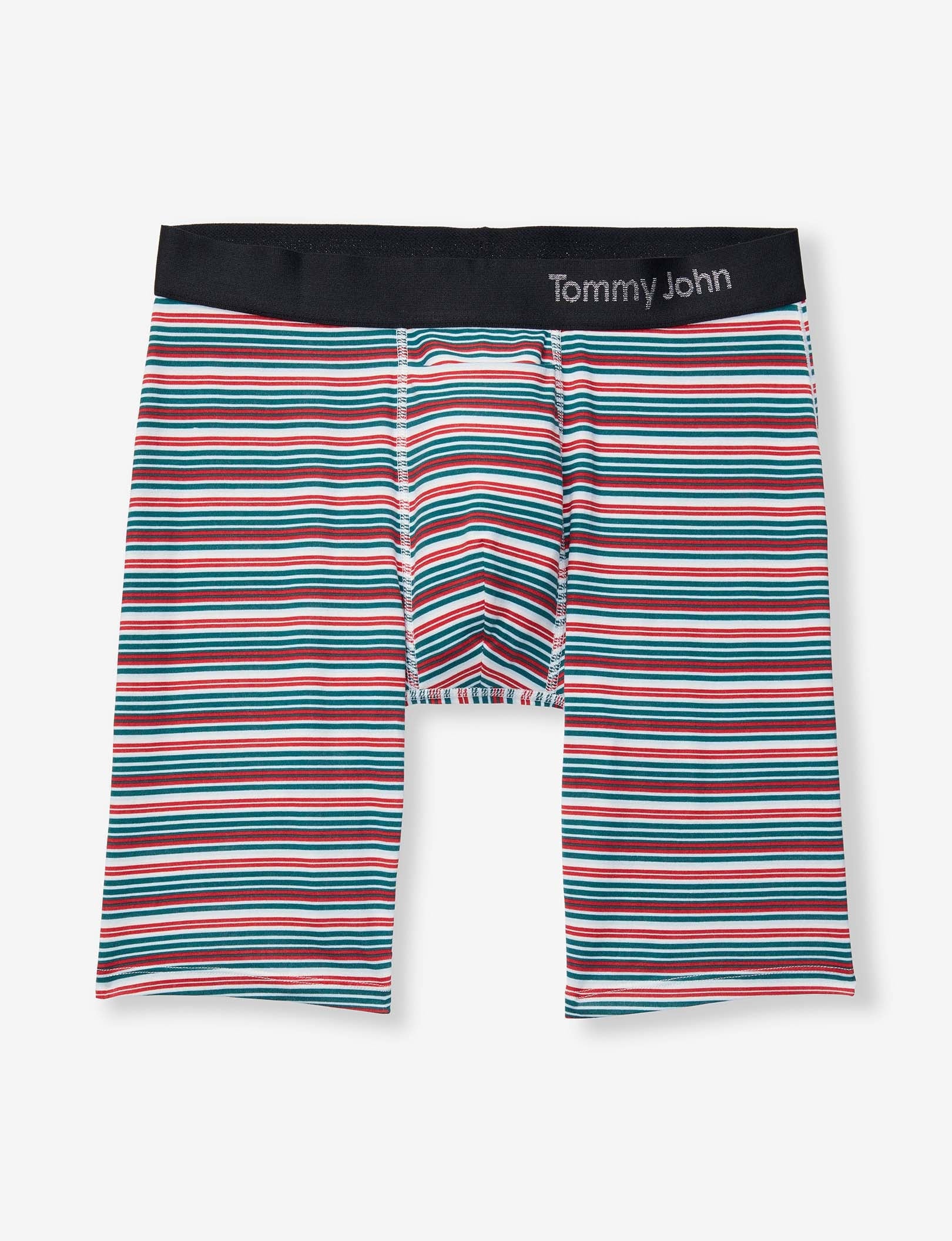 Cool Cotton Boxer Brief 8"::Ice Blue Tabloid Stripe