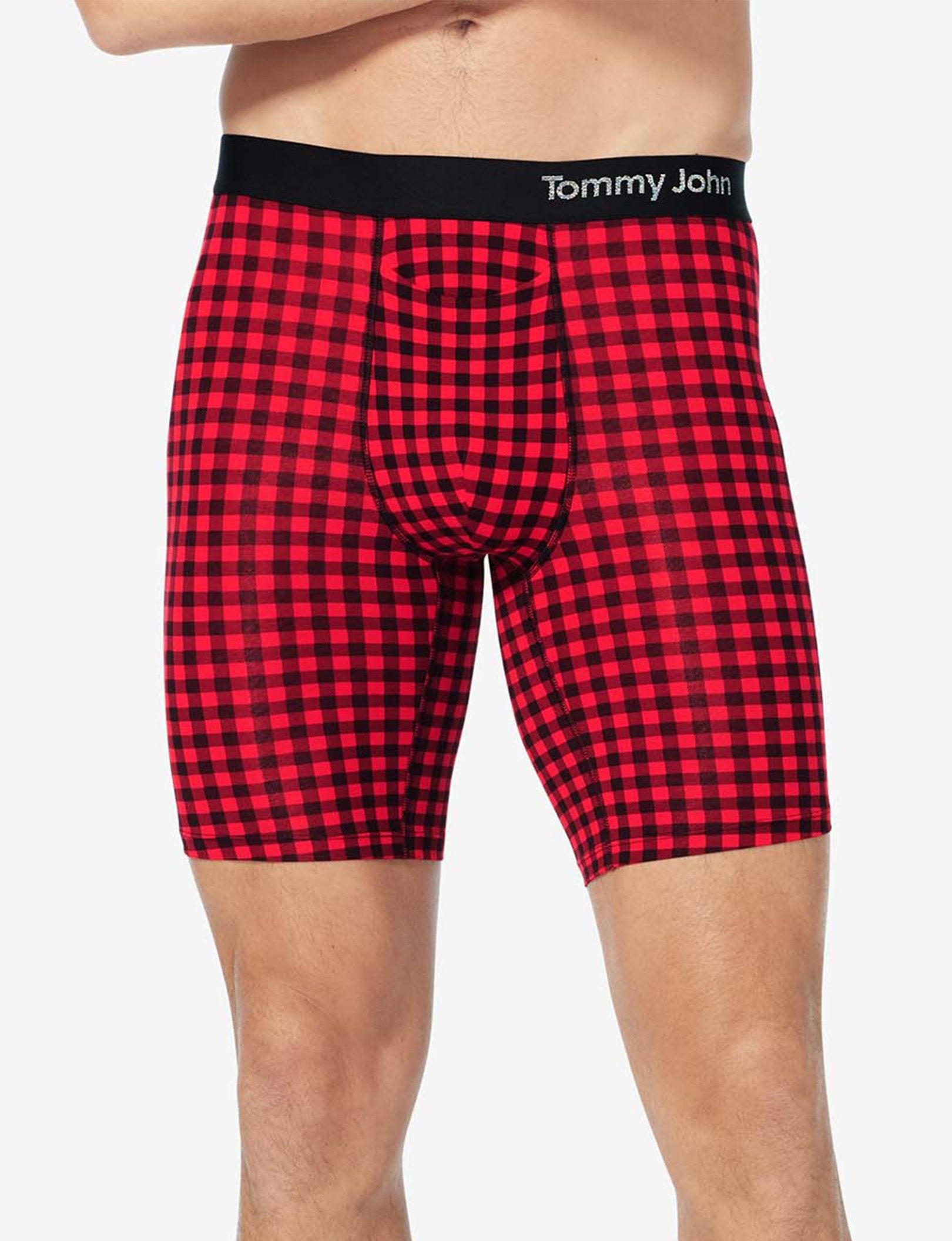 Cool Cotton Boxer Brief 8"::Haute Red Gingham