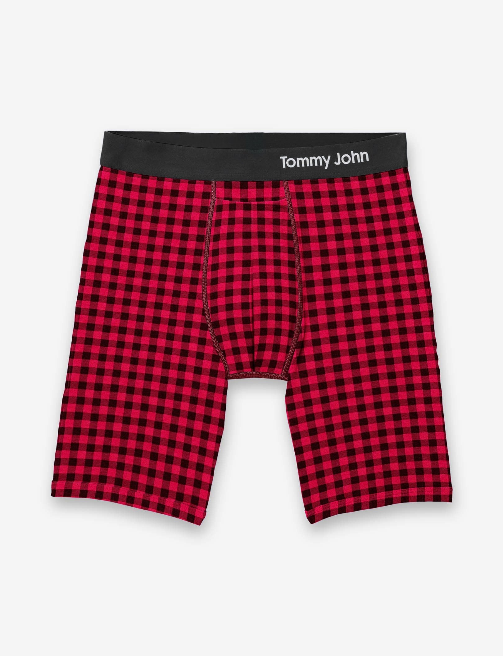 Cool Cotton Boxer Brief 8"::Haute Red Gingham