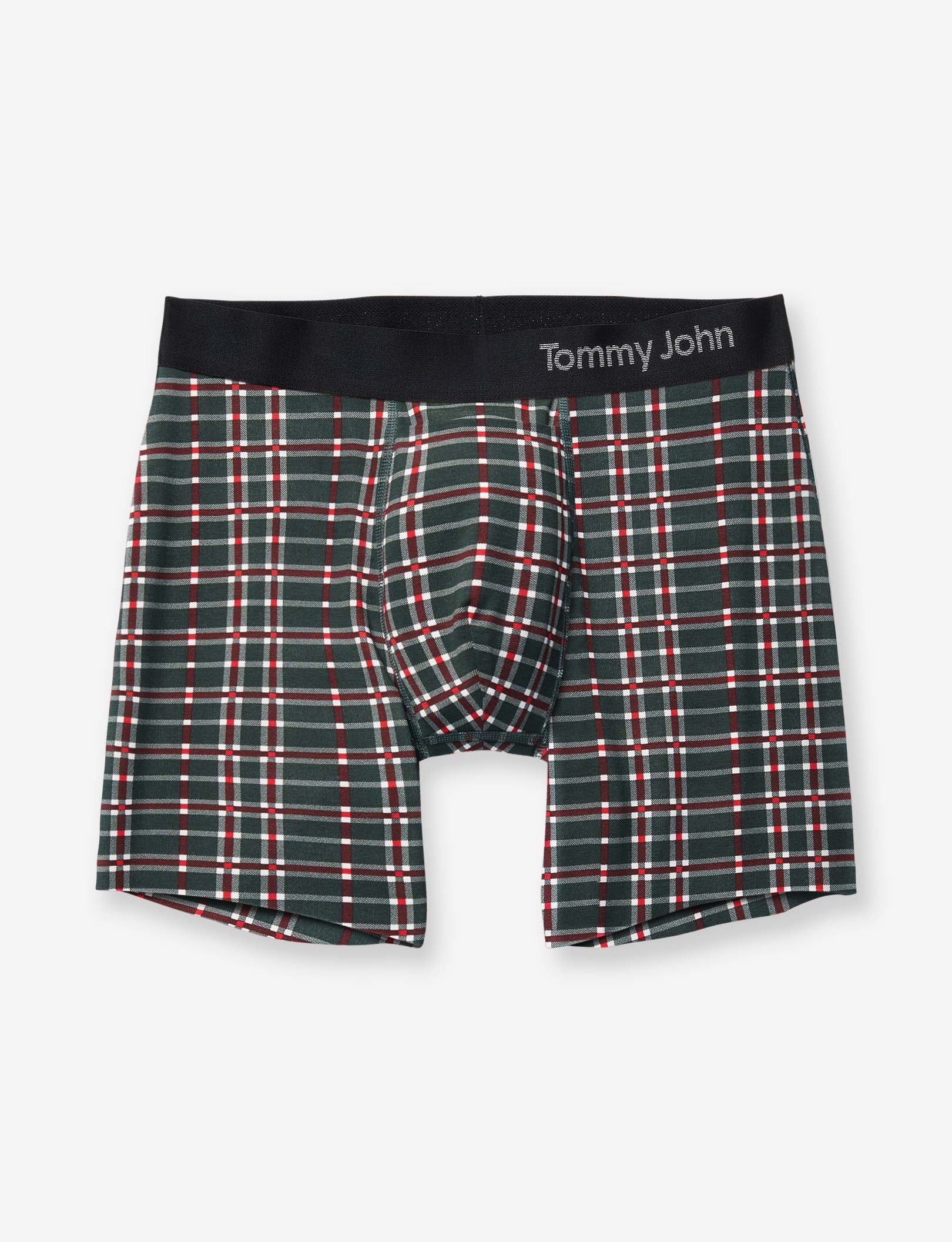 Cool Cotton Mid-Length Boxer Brief 6"::Green Garden Plaid