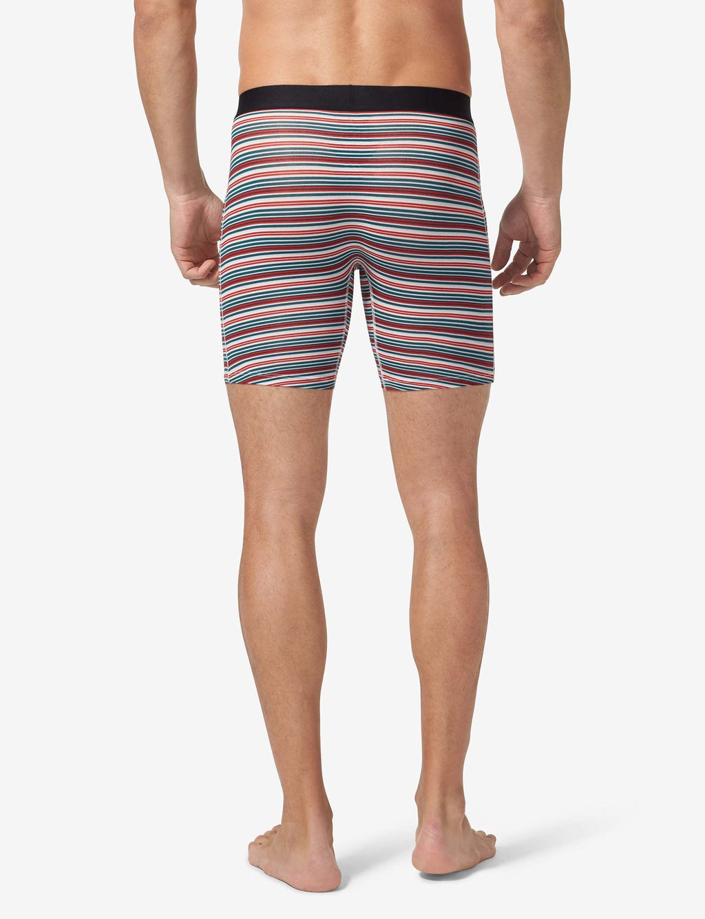 Cool Cotton Mid-Length Boxer Brief 6"::Ice Blue Tabloid Stripe