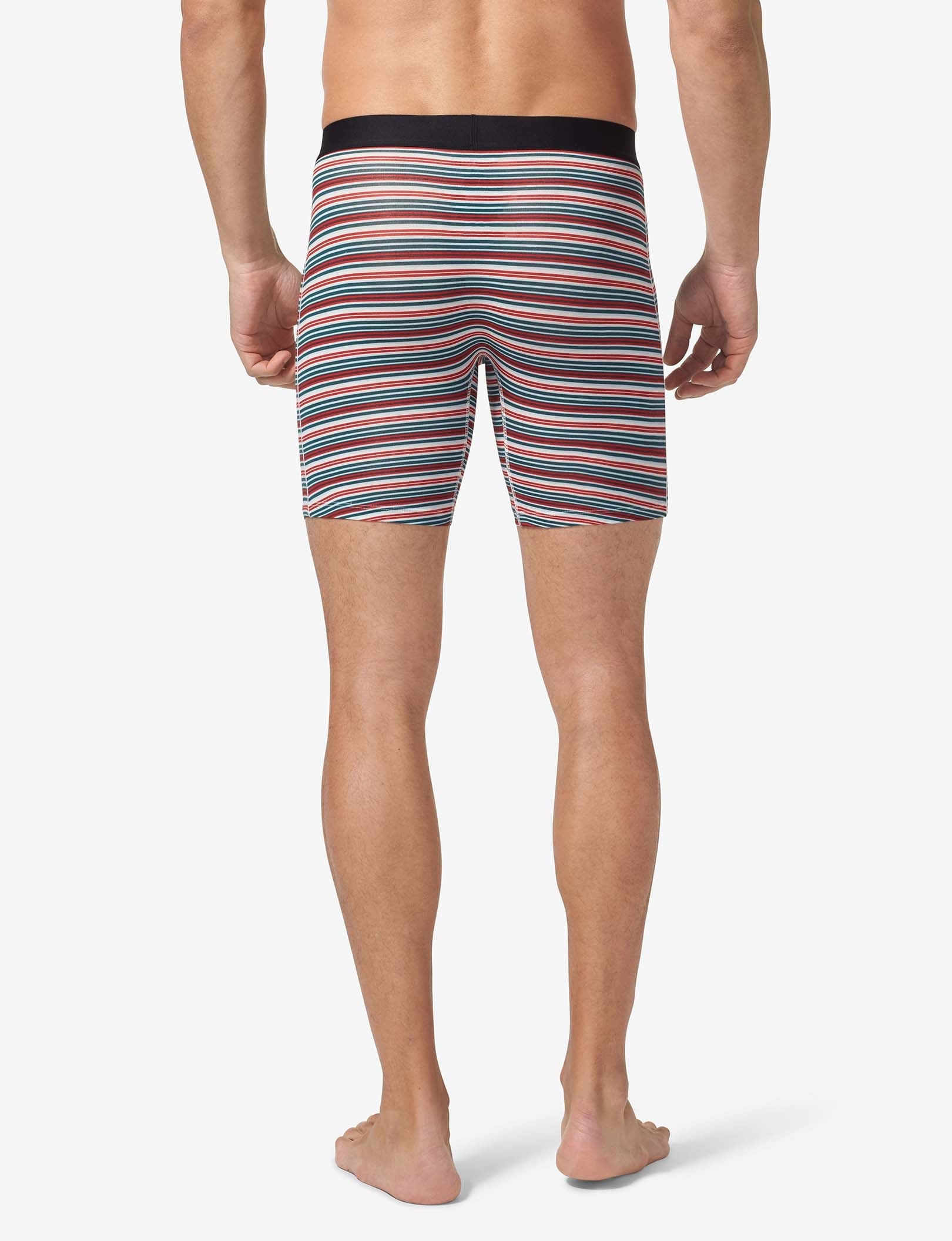 Cool Cotton Mid-Length Boxer Brief 6"::Ice Blue Tabloid Stripe