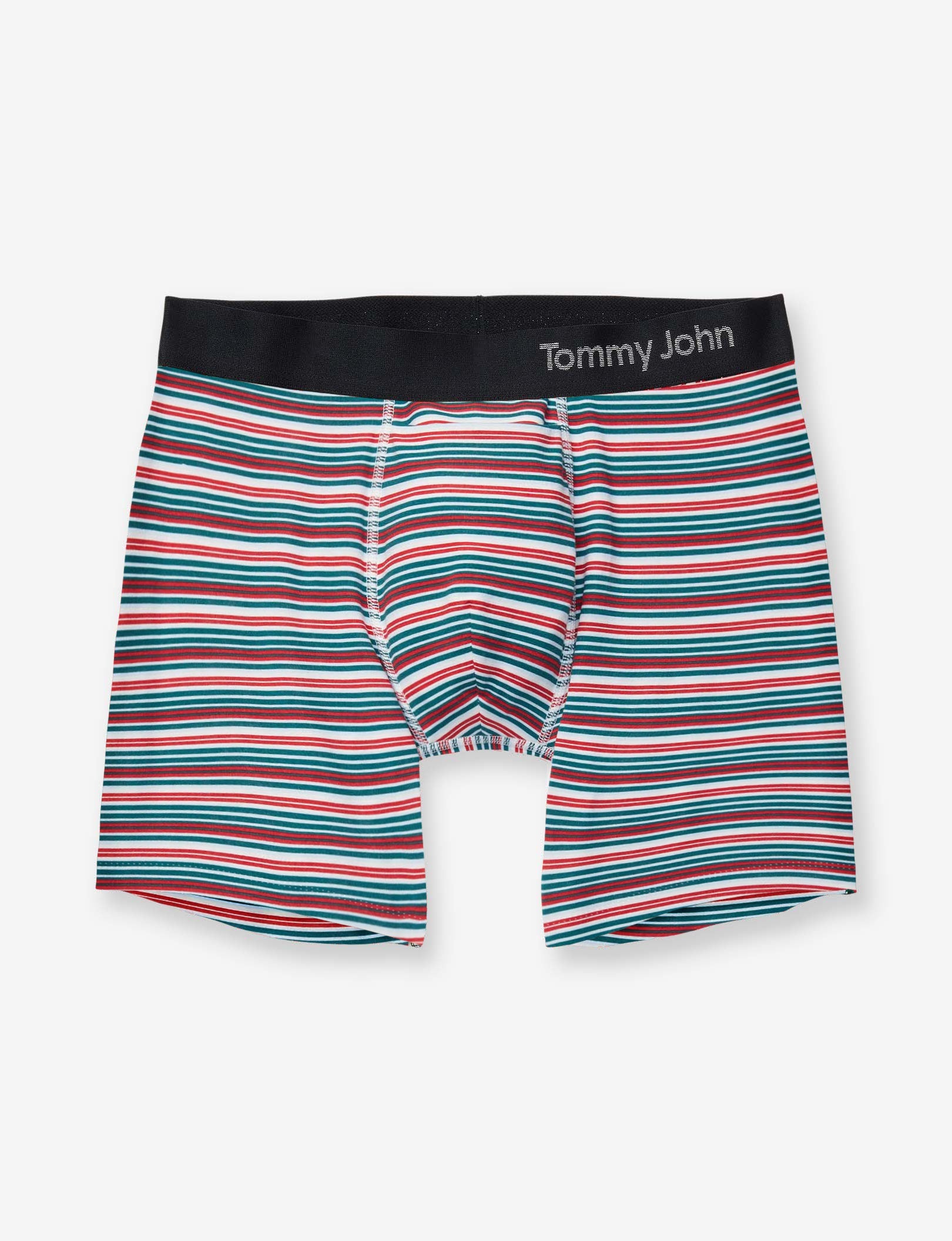 Cool Cotton Mid-Length Boxer Brief 6"::Ice Blue Tabloid Stripe