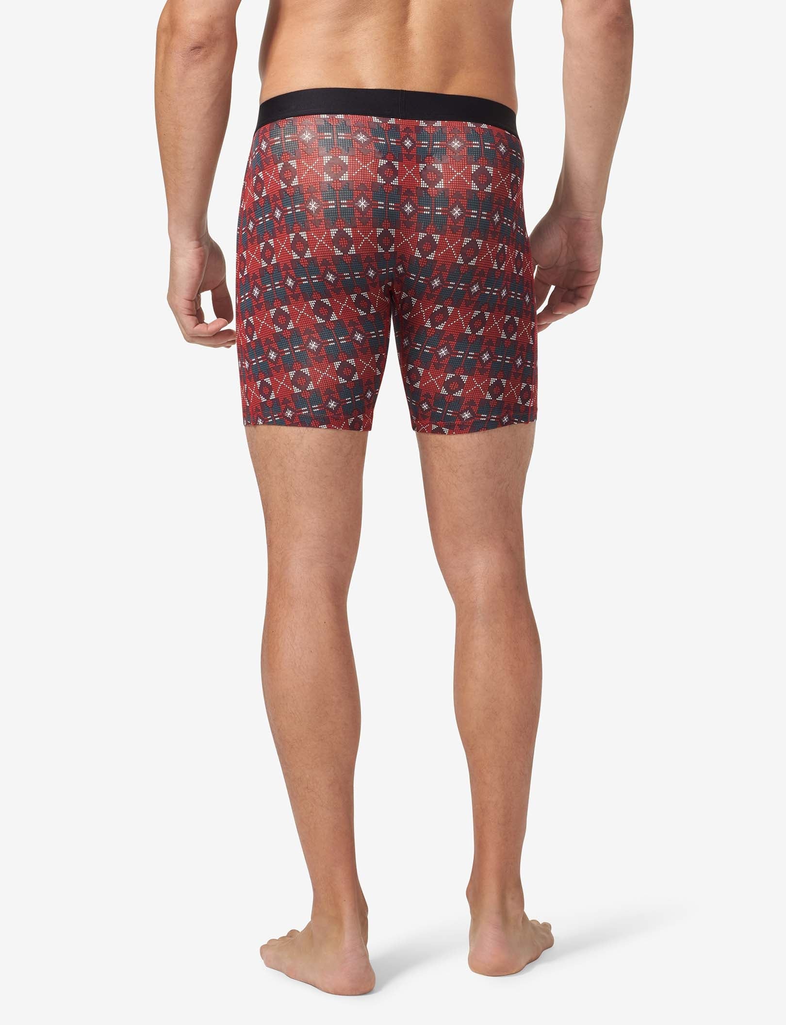 Cool Cotton Mid-Length Boxer Brief 6"::Red North Pole