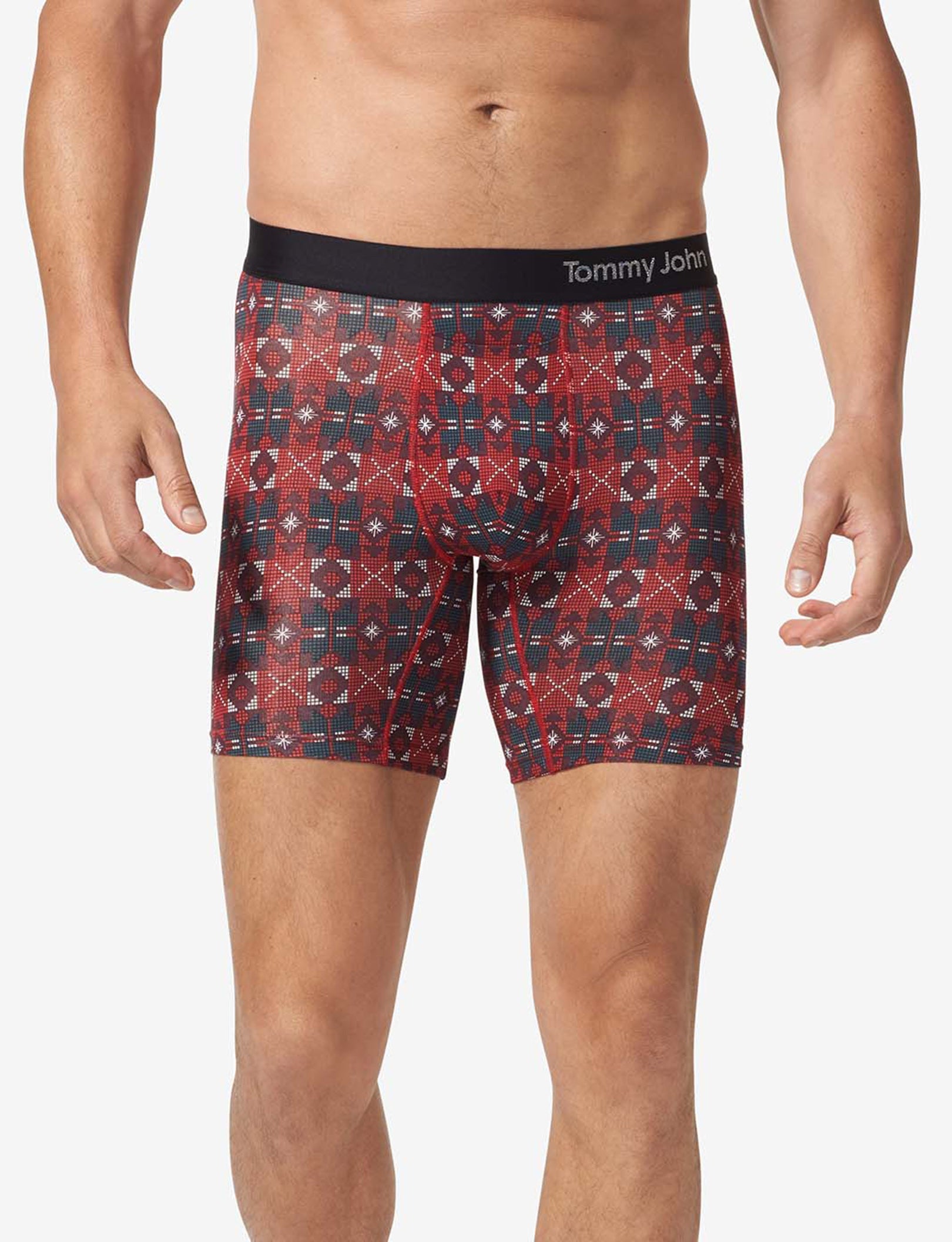 Cool Cotton Mid-Length Boxer Brief 6"::Red North Pole