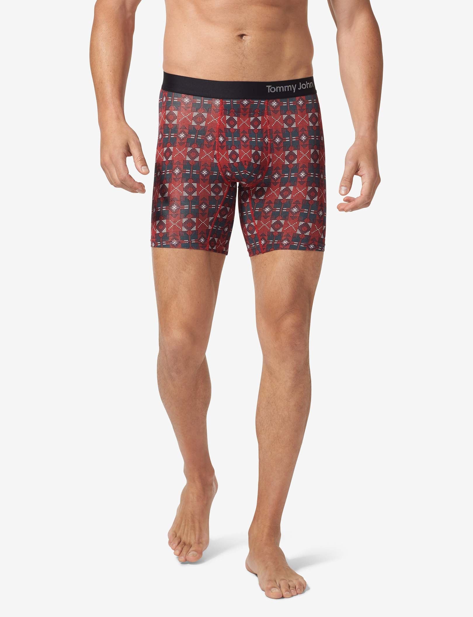 Cool Cotton Mid-Length Boxer Brief 6"::Red North Pole