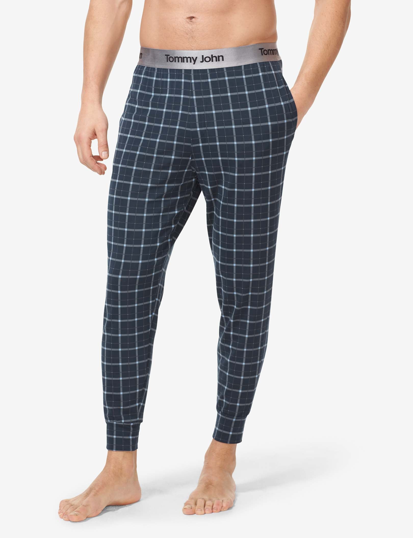 Second Skin Sleep Jogger::Dress Blues Electric Plaid