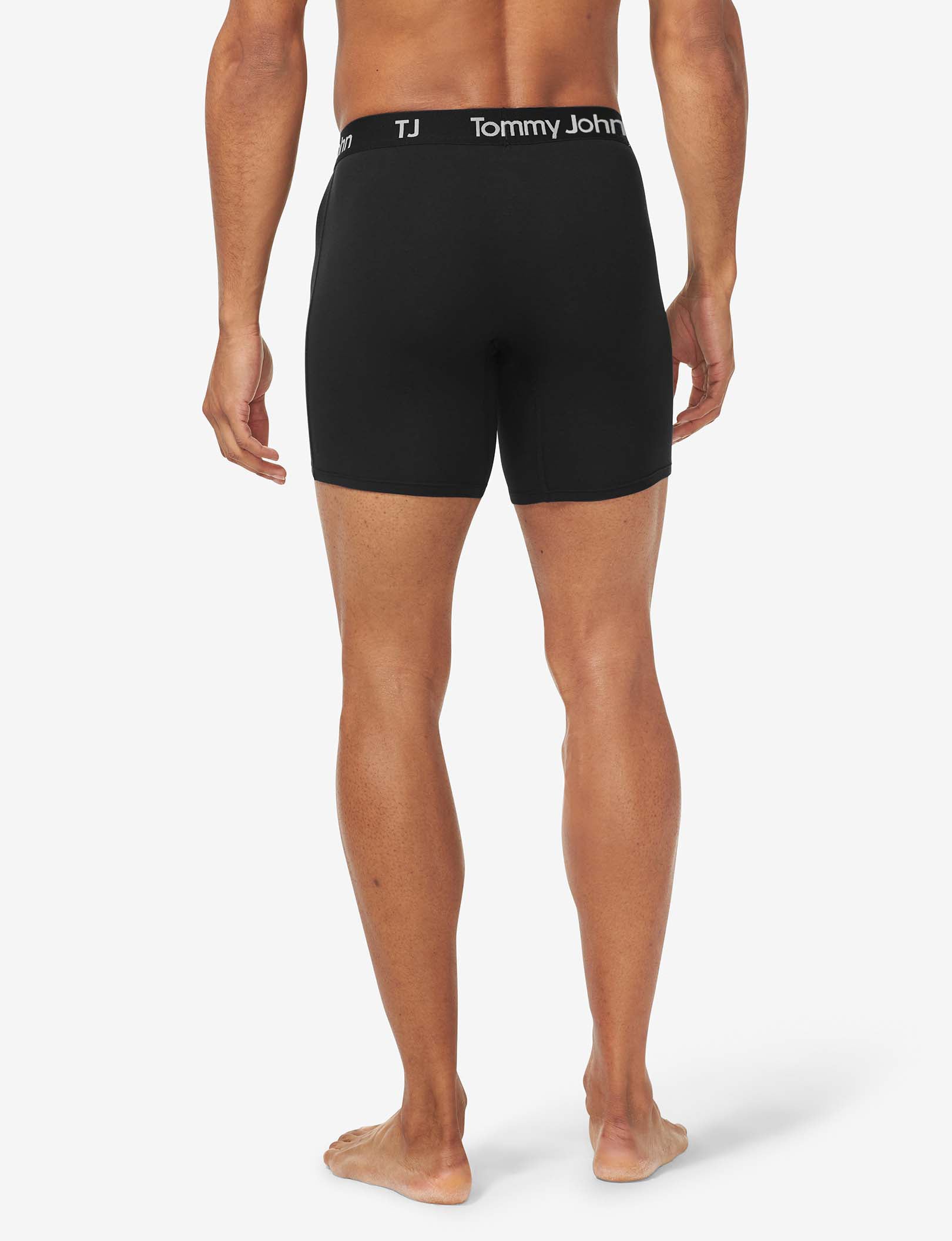 TJ Cotton Stretch Hammock Pouch™ Boxer Brief 6" (2-Pack)::Black/Black