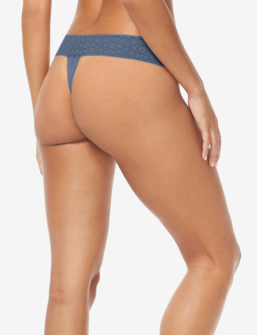 Women's Cool Cotton Thong, Lace Waist::Bering Sea Lace Waist