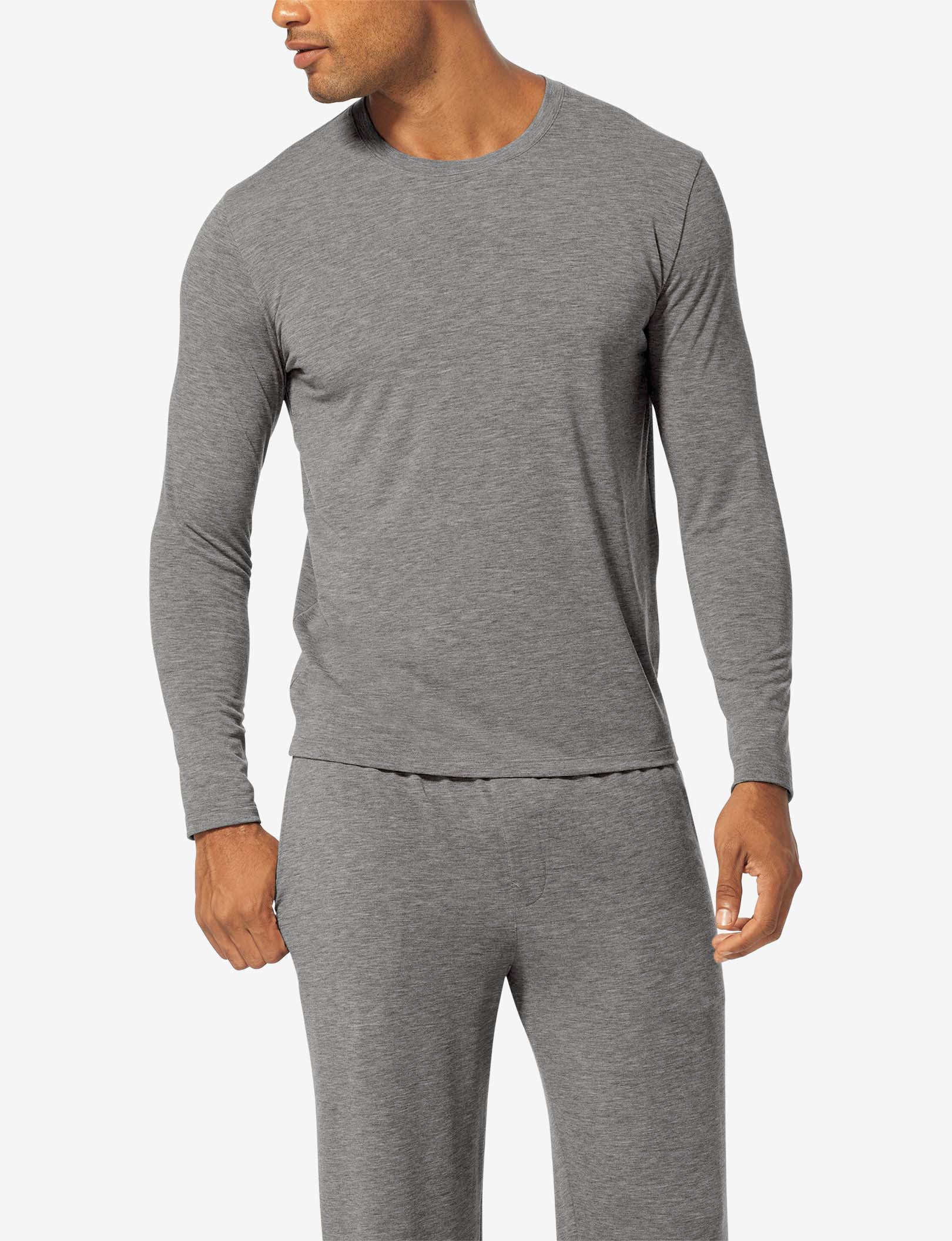 Second Skin Long Sleeve Sleep Top::Medium Heather Grey