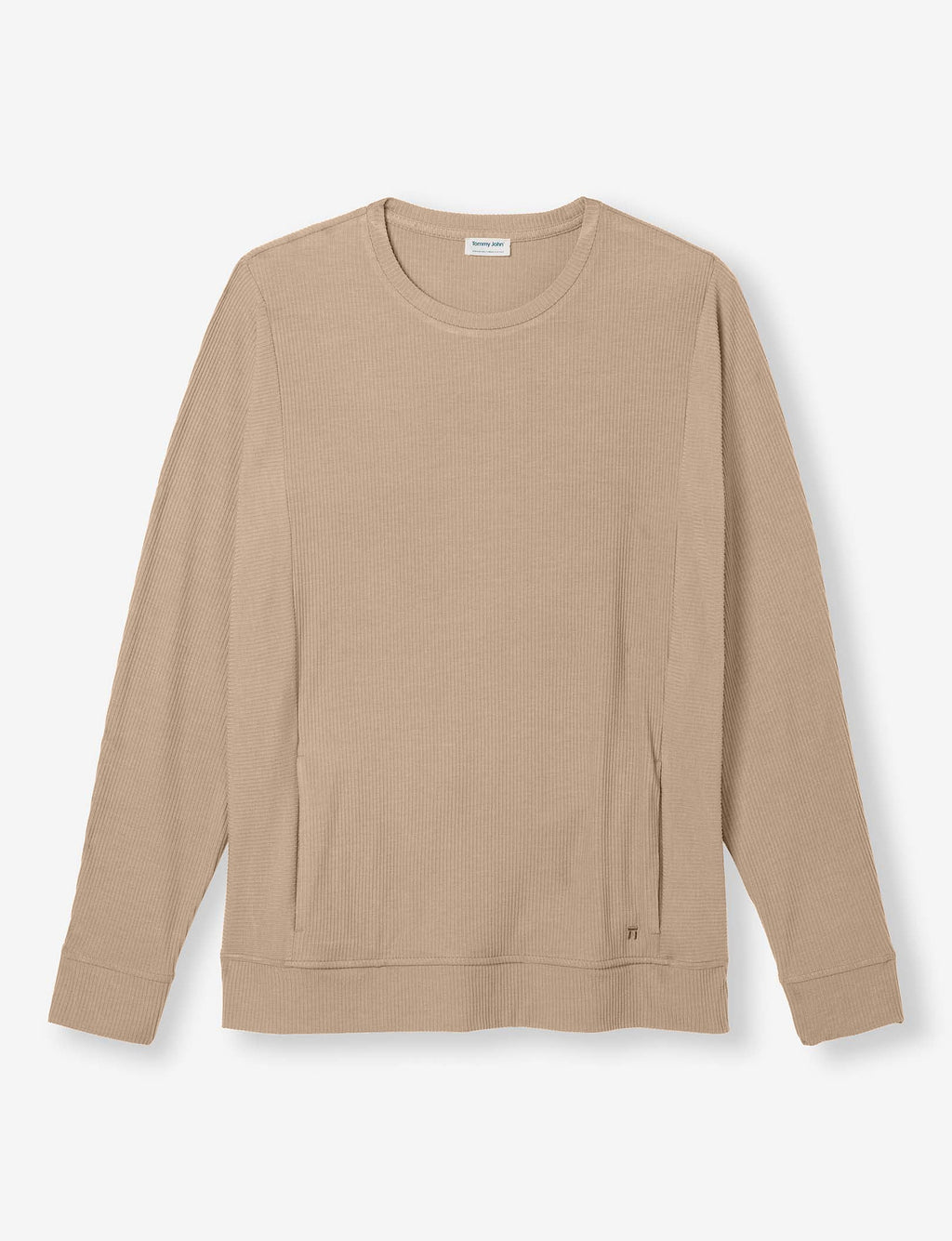 Zen Ribbed Crew Neck Sweatshirt::Driftwood