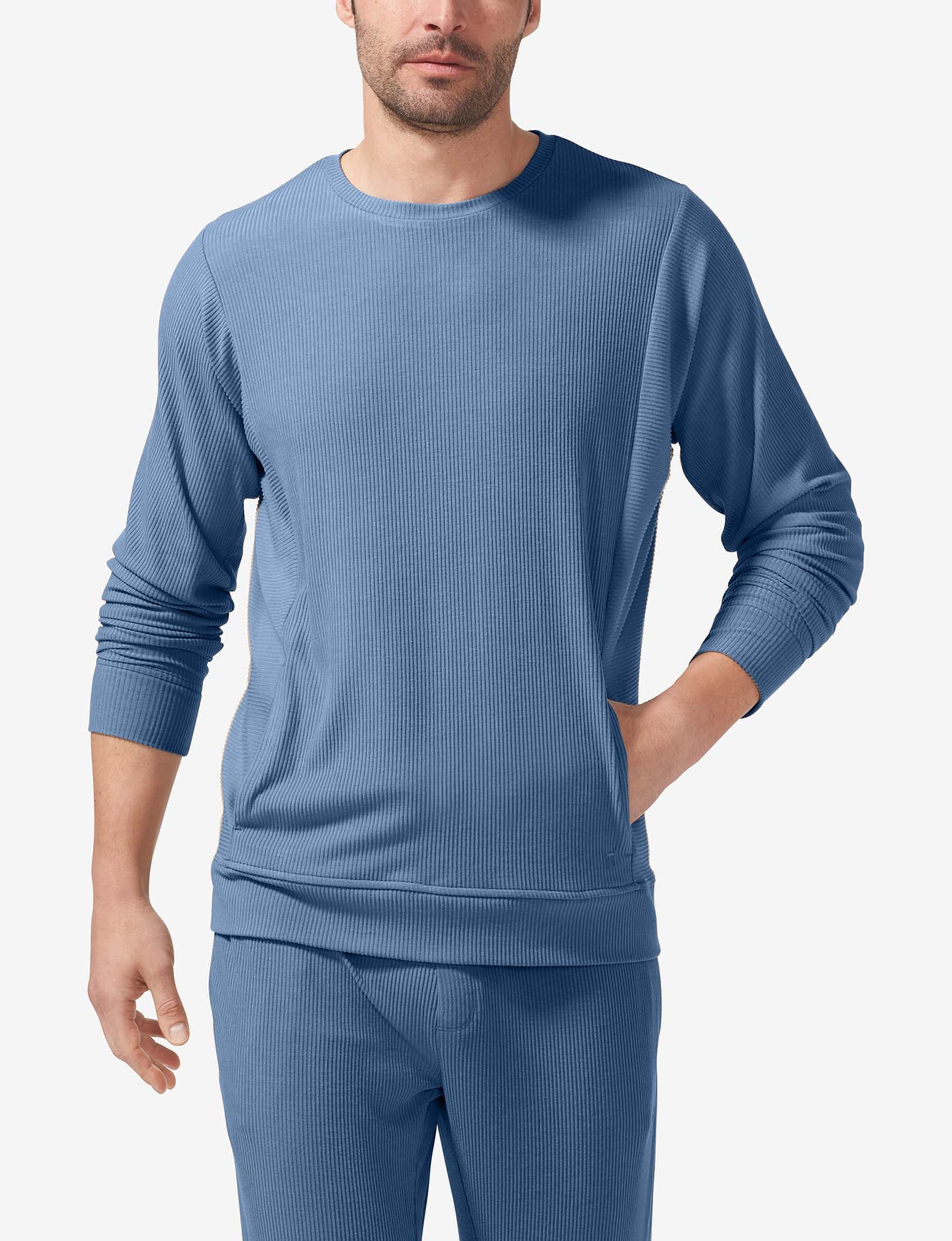 Zen Ribbed Crew Neck Sweatshirt::Bering Sea