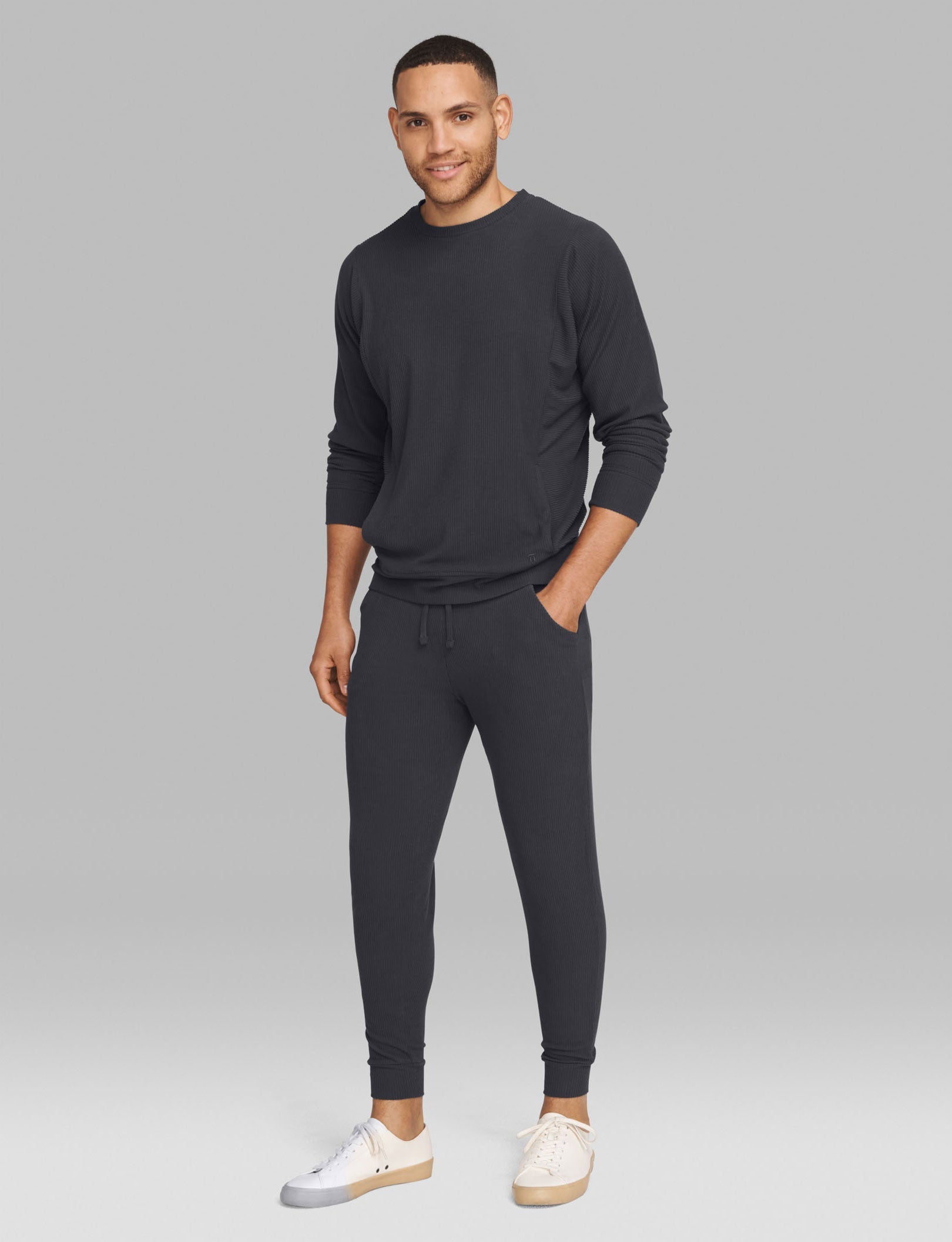 Zen Ribbed Sweatshirt & Jogger Pack::Phantom