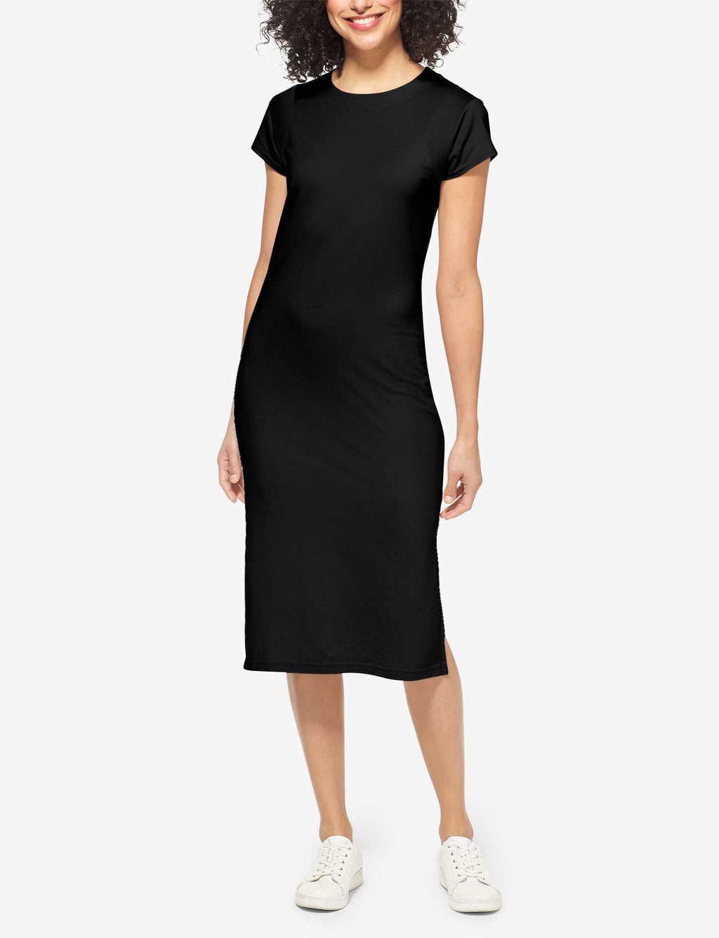 Women's Second Skin T-Shirt Dress::Solid Black