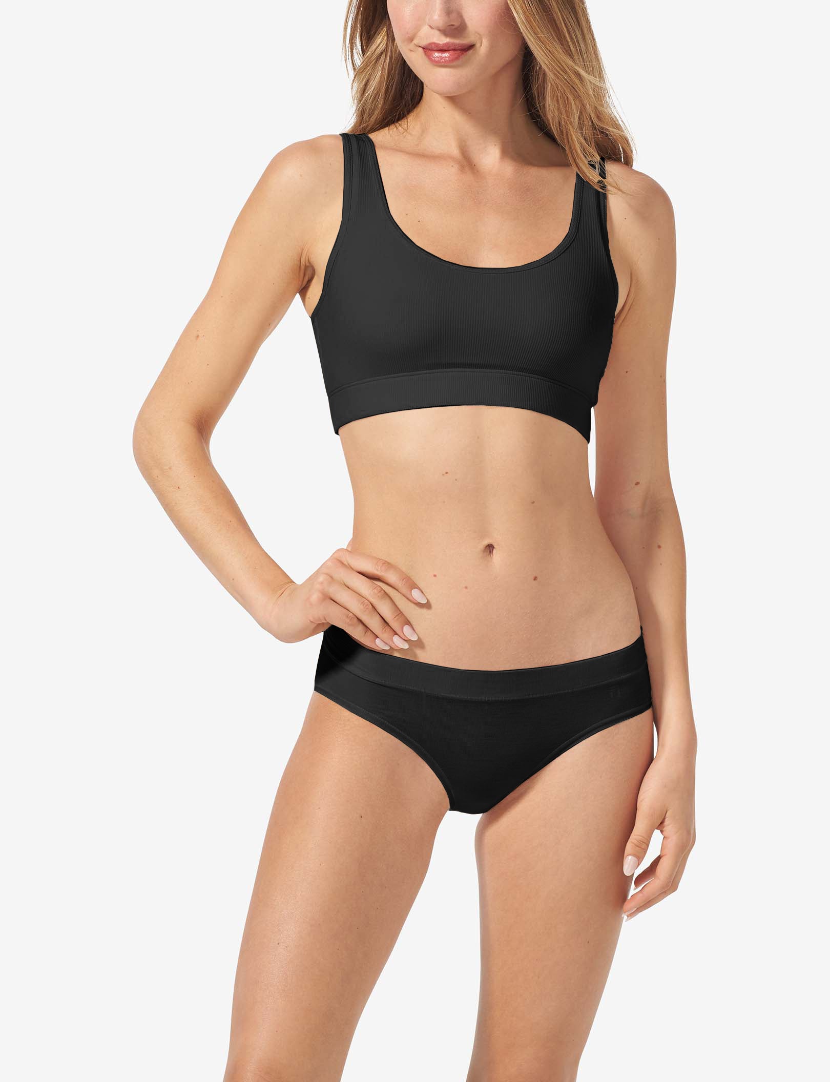 Second Skin Micro Rib Bralette::Black Micro Rib