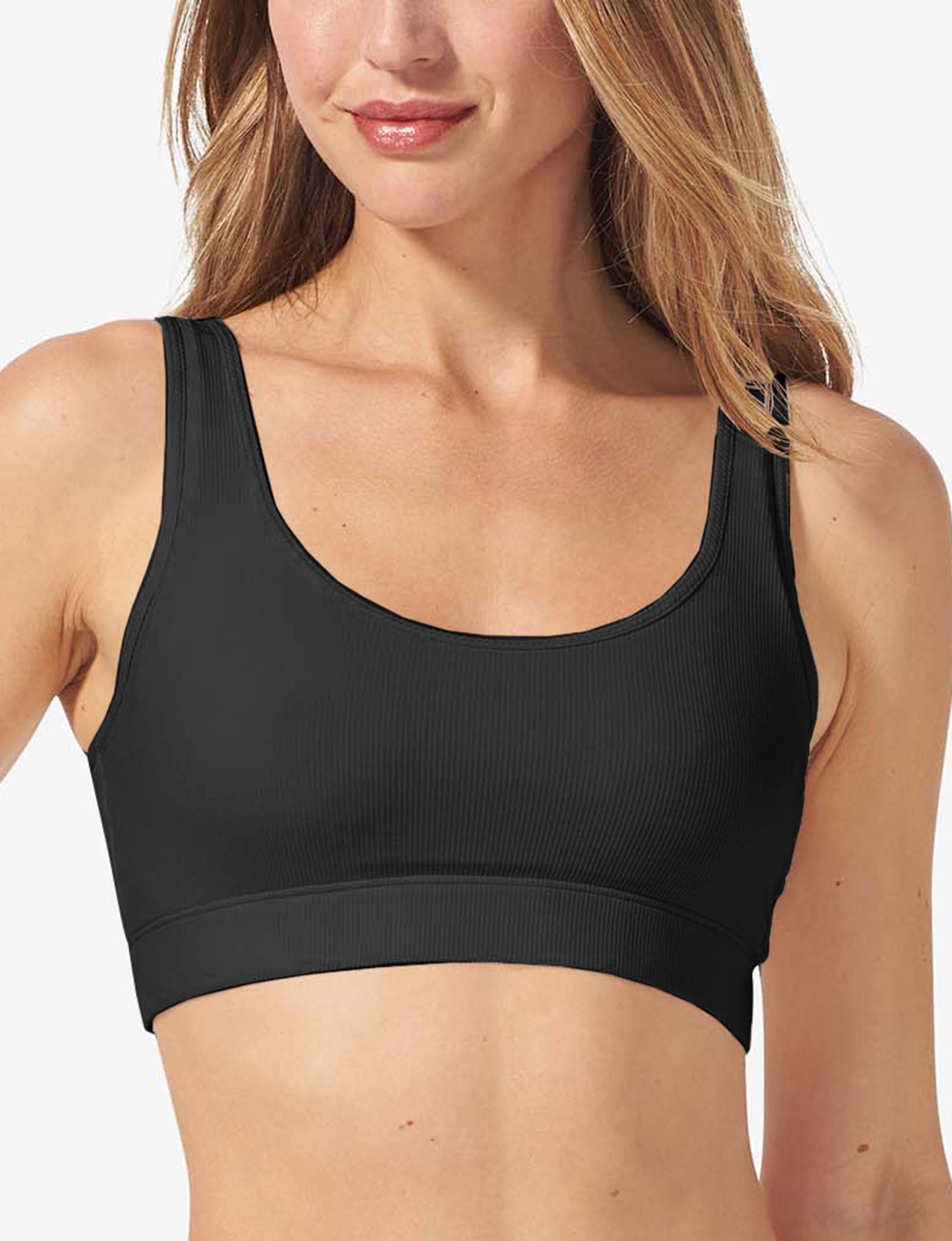 Second Skin Micro Rib Bralette::Black Micro Rib