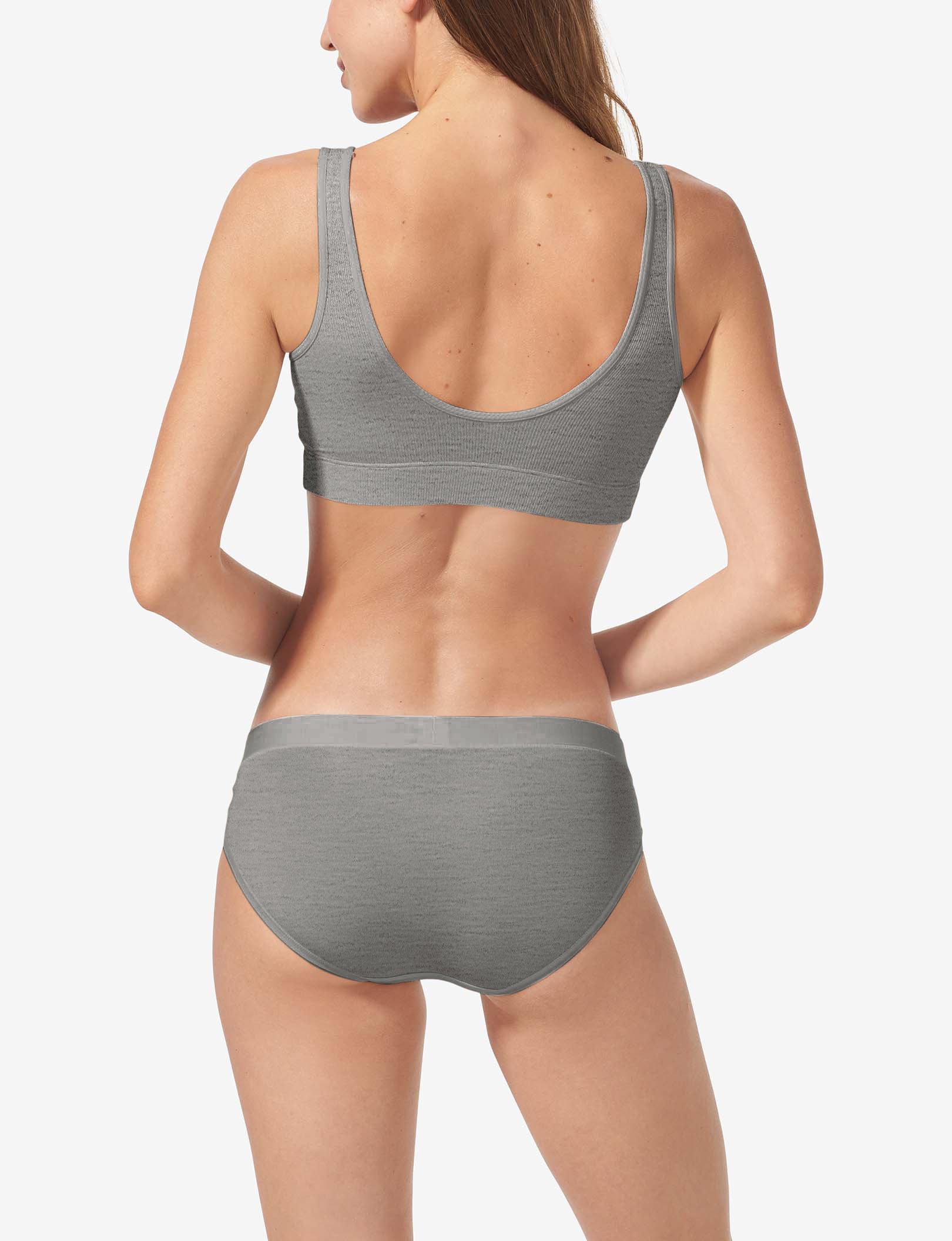 Second Skin Micro Rib Bralette::Medium Heather Grey Micro Rib