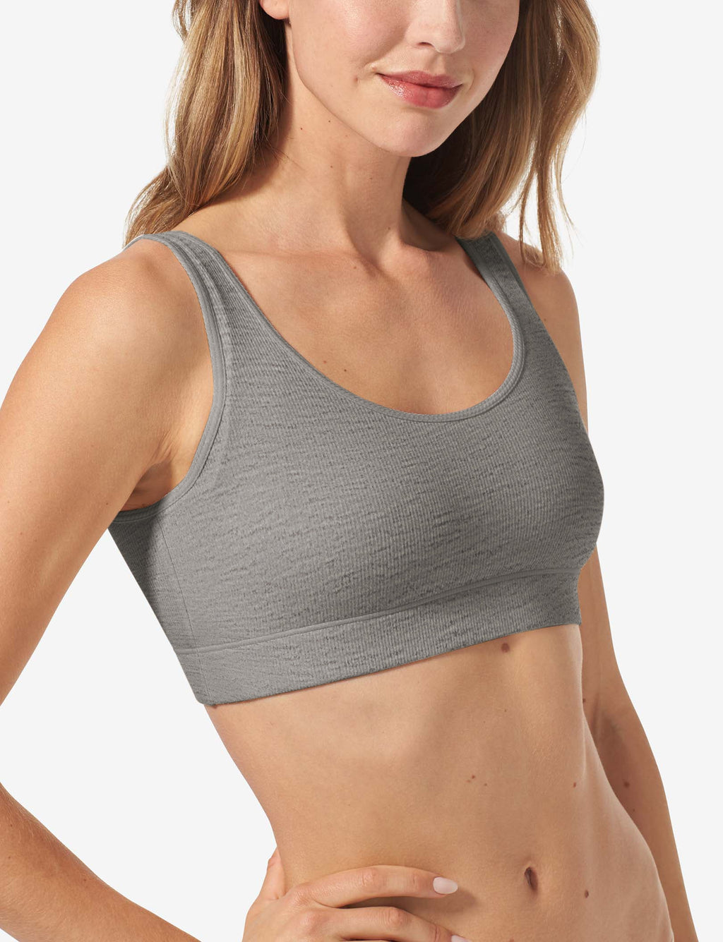 Second Skin Micro Rib Bralette::Medium Heather Grey Micro Rib
